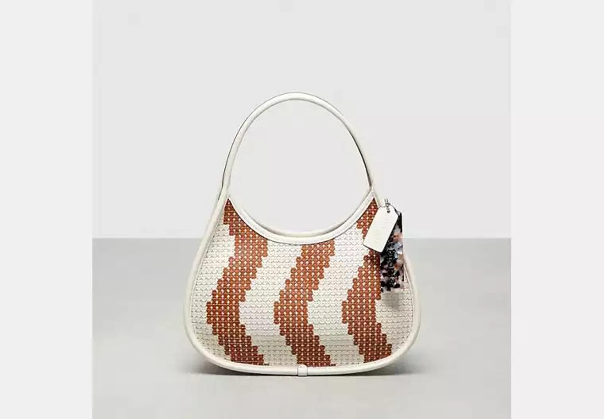 Ergo Bag With Wavy Stripe Upcrafted Leather Sequins