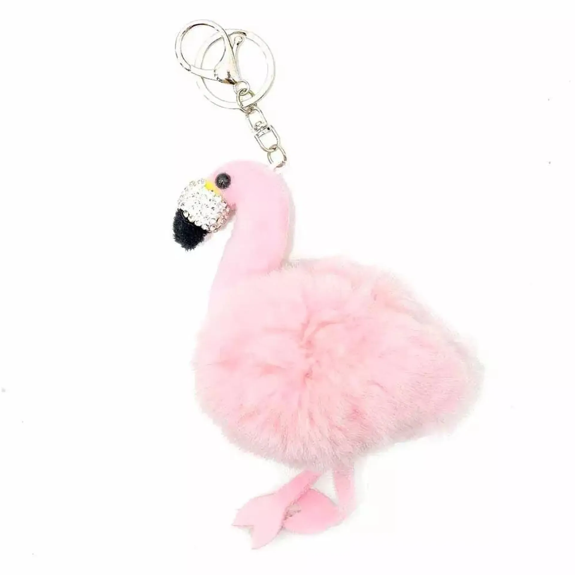 Keychain Plush Animal Shape Fur Pom Pom Key Chain, Unique Designed Keychain- Light Pink