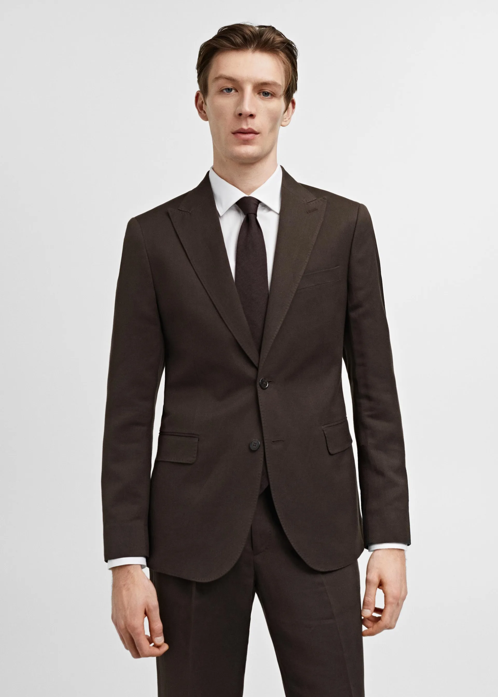 Slim fit linen and cotton suit jacket