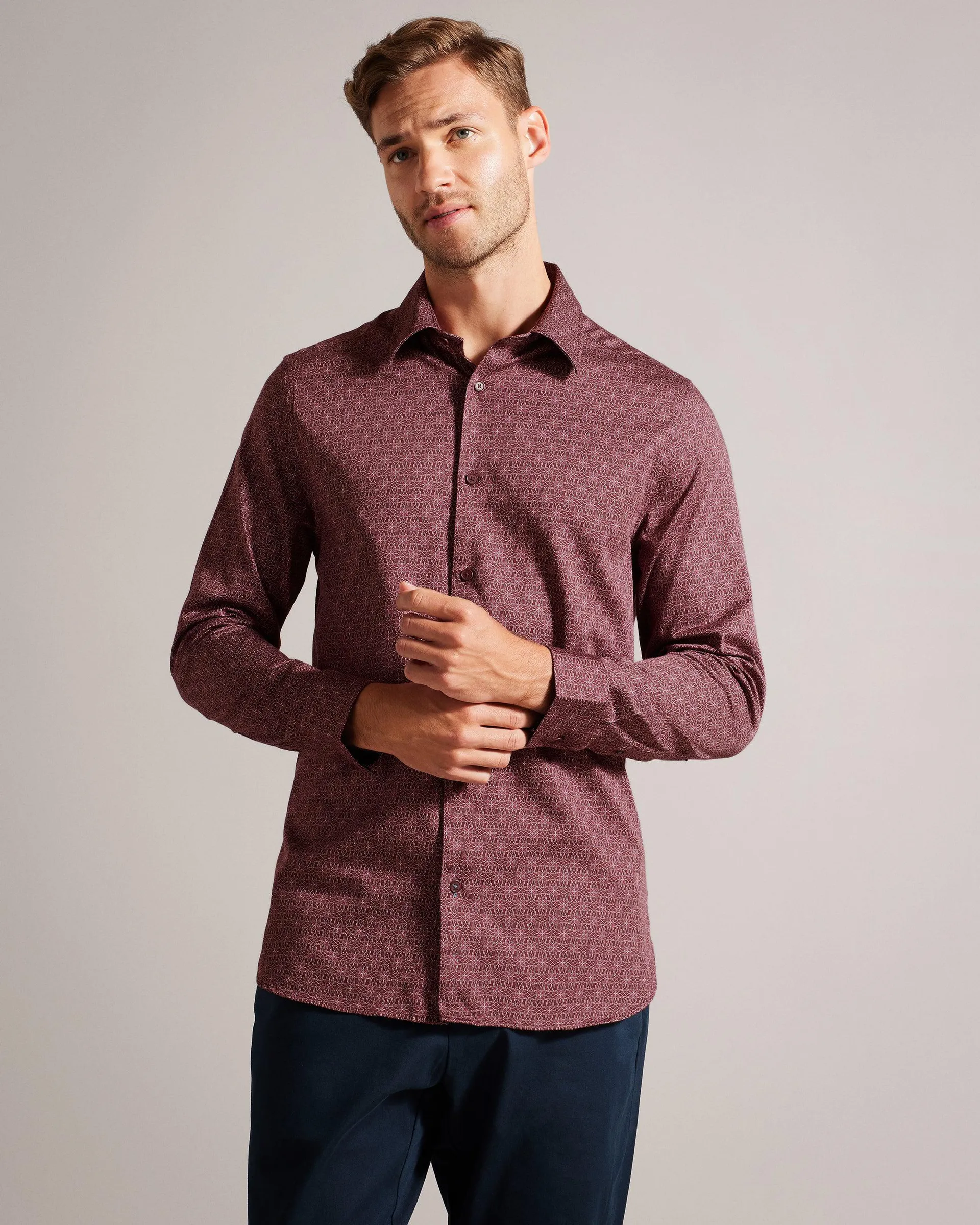 Long Sleeve Geometric Star Print Shirt