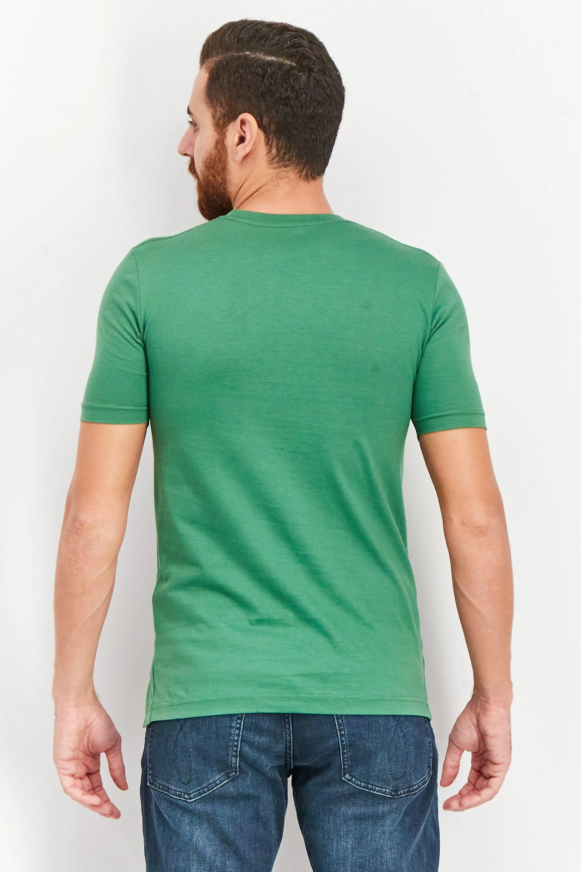 Men Crew Neck Short Sleeves Printed T-Shirt, Green