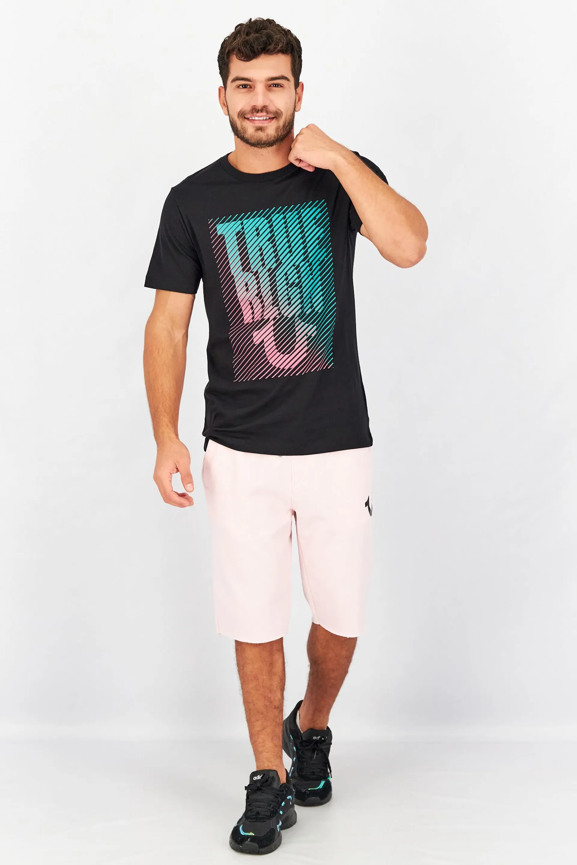 Men Crew Neck Short Sleeve Graphic Print T-Shirt, Black