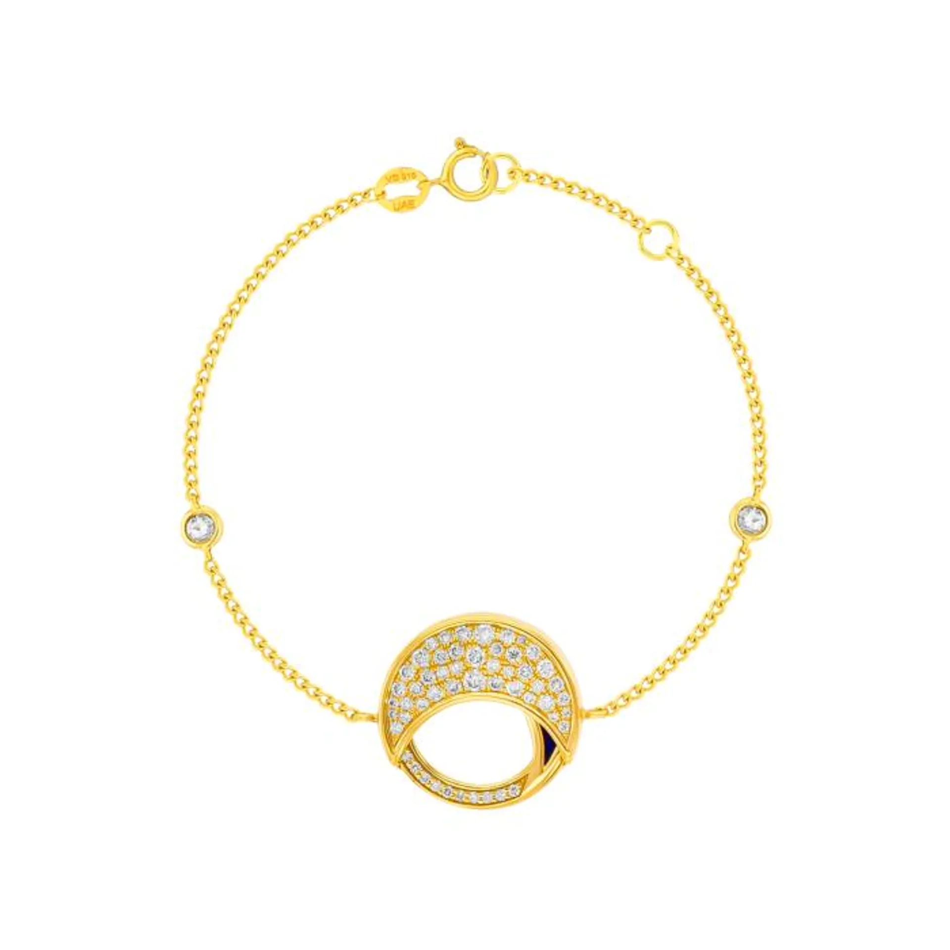 Qamar Bracelet in 18K Yellow Gold, with Lapiz Lazuli and Diamonds