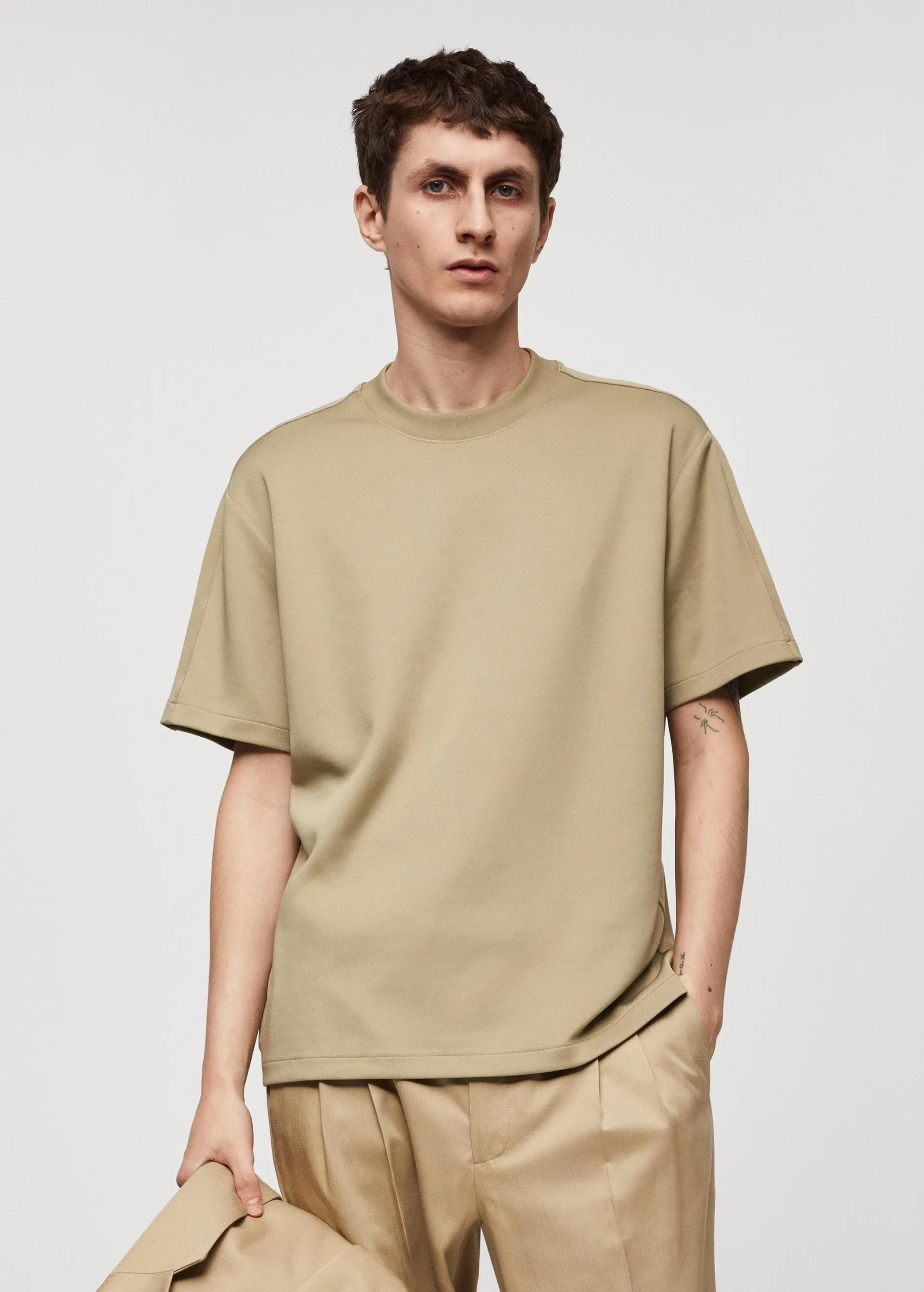 Relaxed fit stretch fabric T-shirt