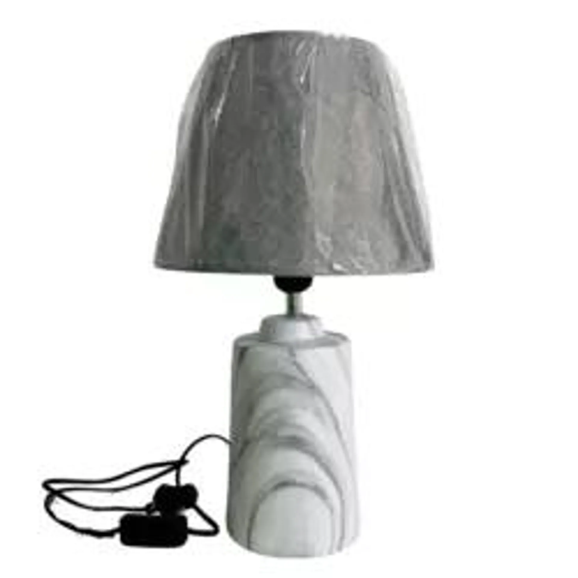 Marble Pattern Simple Textured Romantic Warm Faux Bedside Table Lamp- Gray