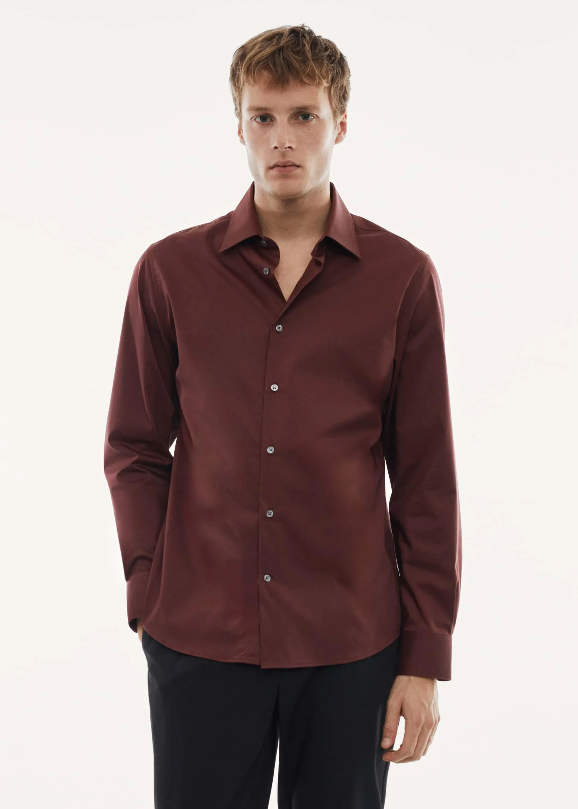 Regular-fit stretch cotton shirt