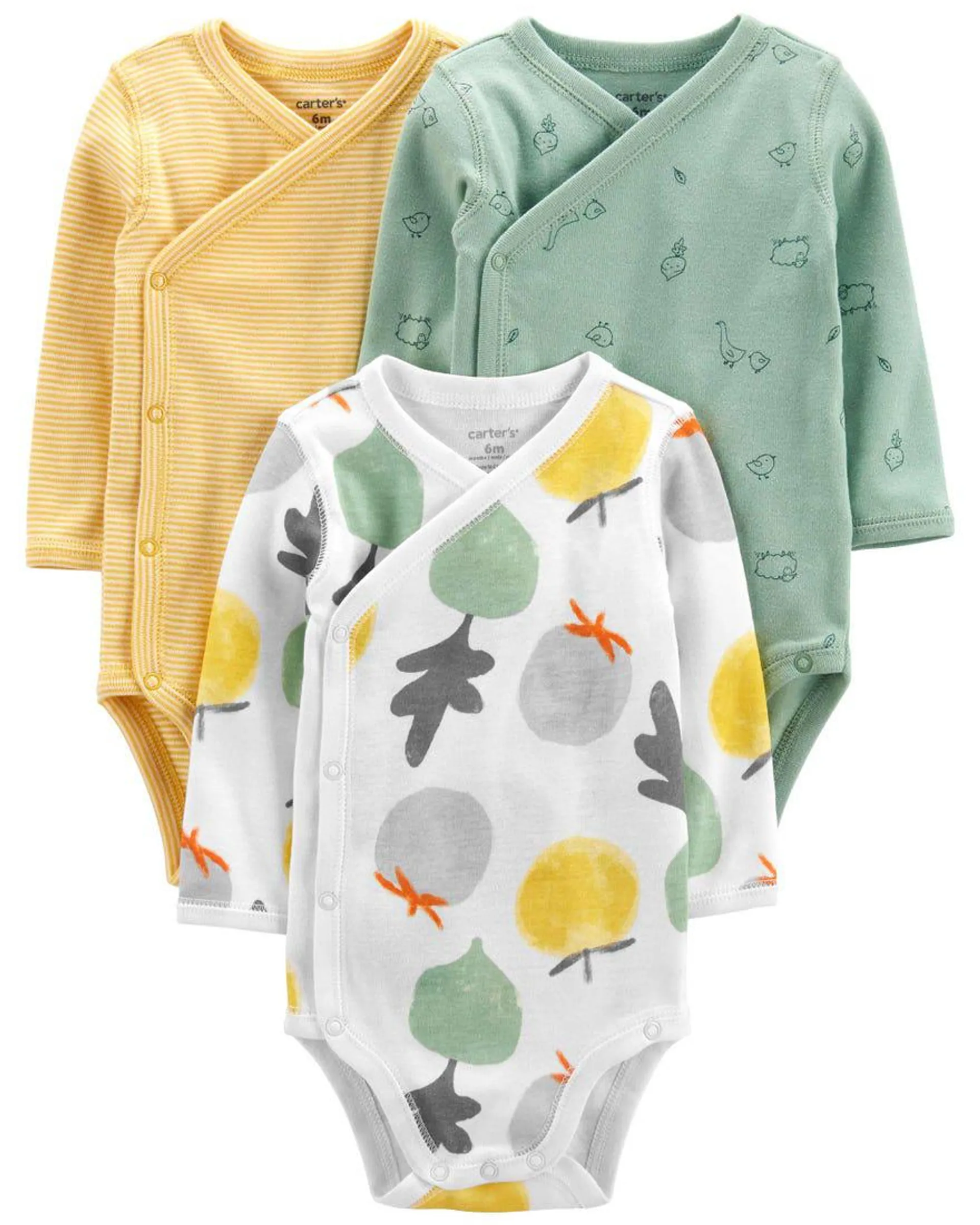 3-Pack Fruit Side-Snap Bodysuits