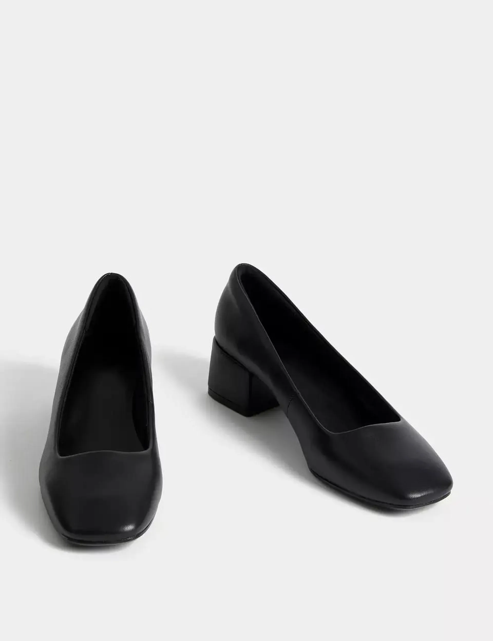 Slip On Block Heel Court Shoes