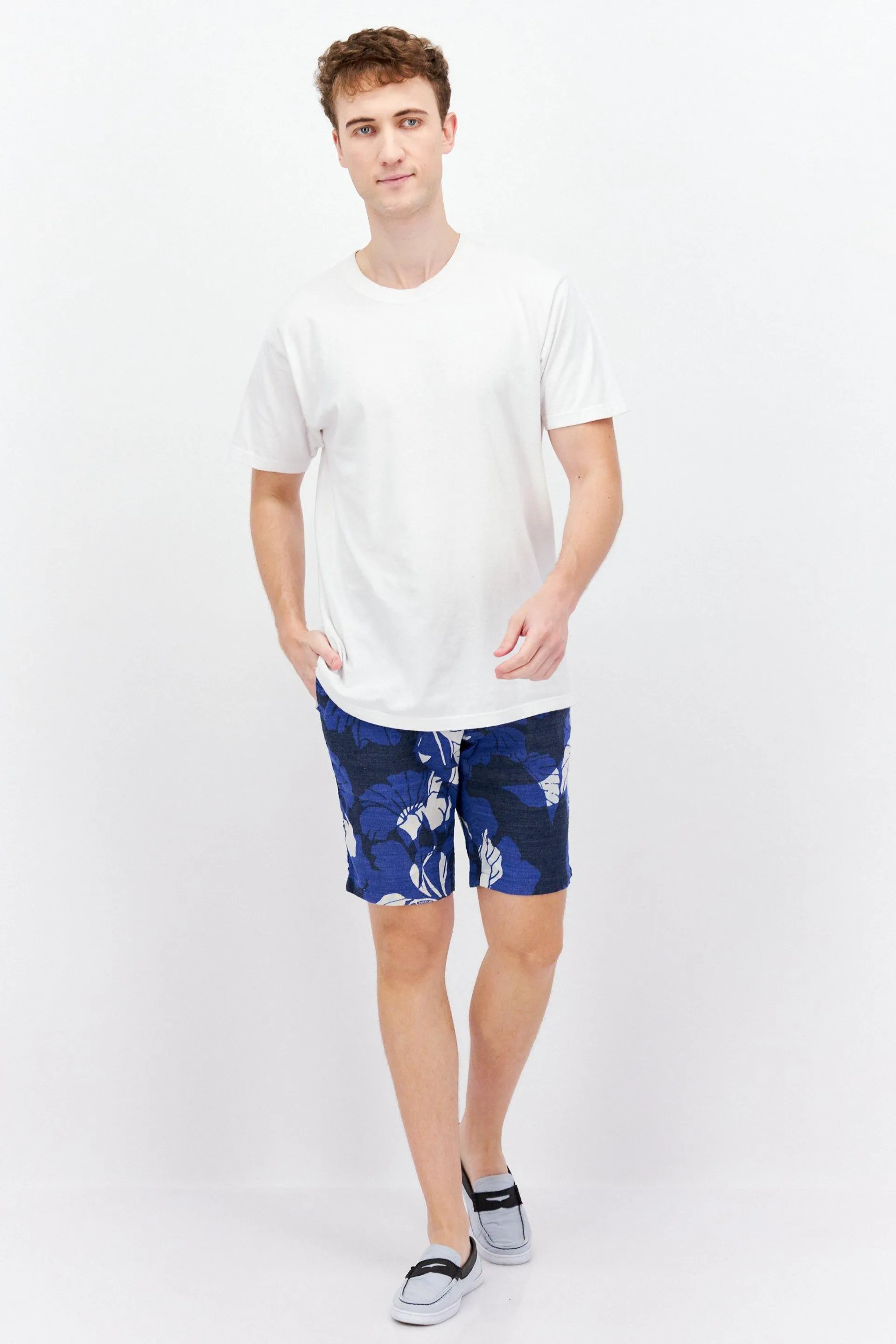 Men Floral Chino Shorts, Blue Combo