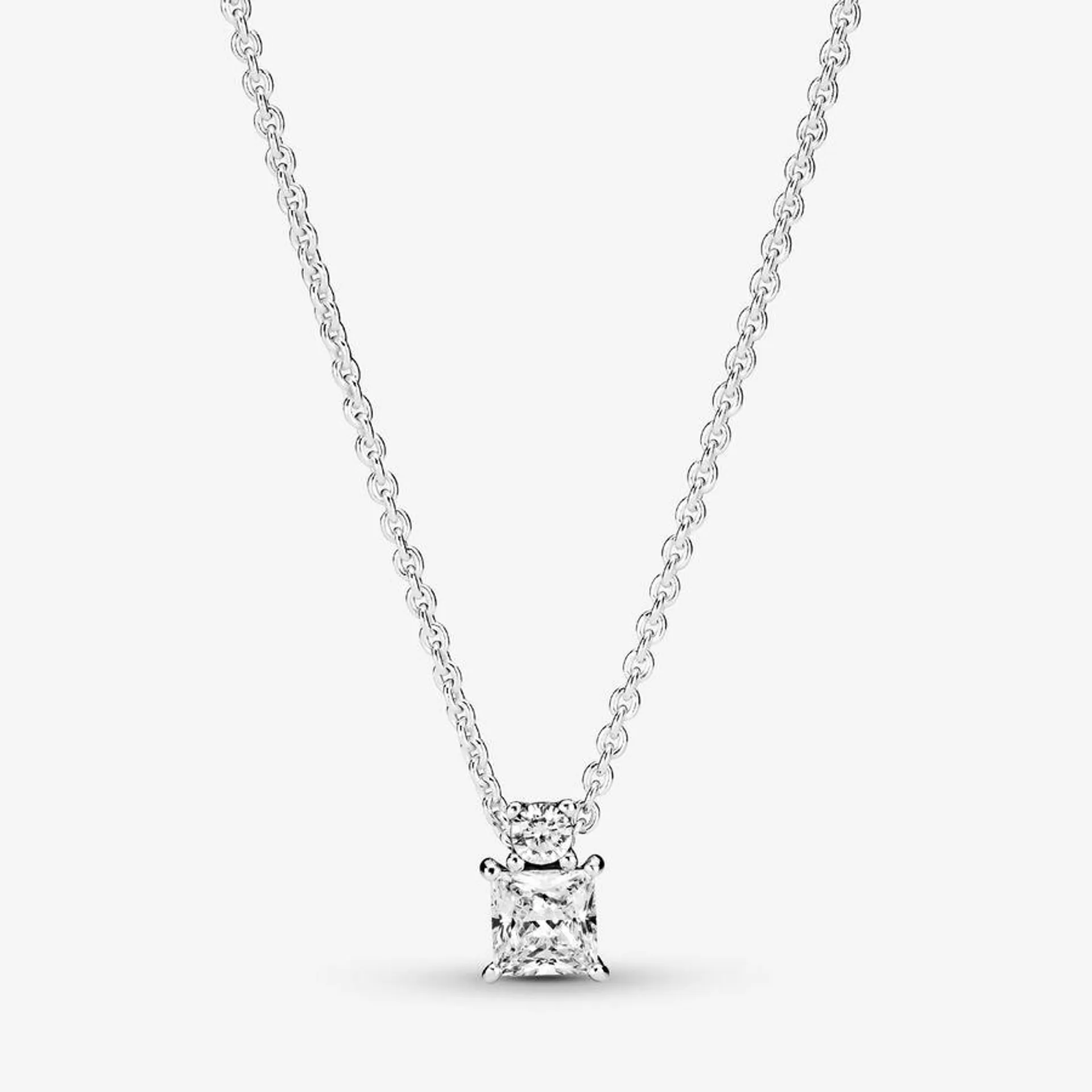 Sparkling Collier Round & Square Pendant Necklace