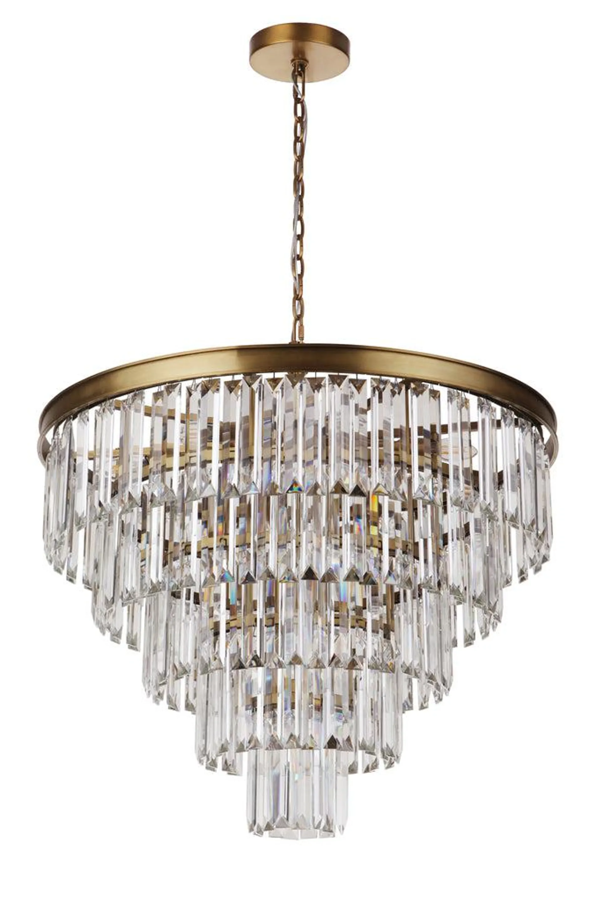 Art Deco Chandelier - Brass 30"