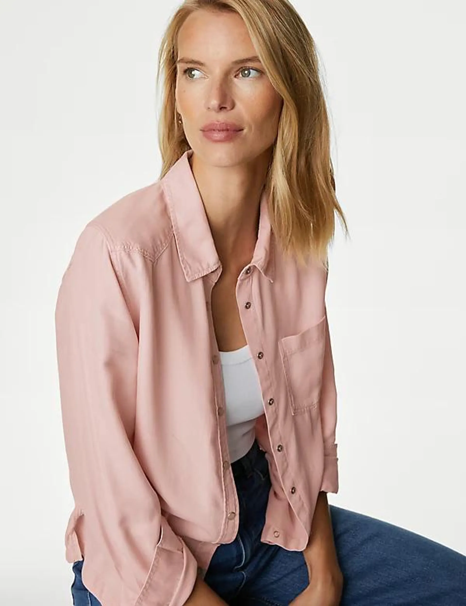 Lyocell Tea Dyed Collared Shirt