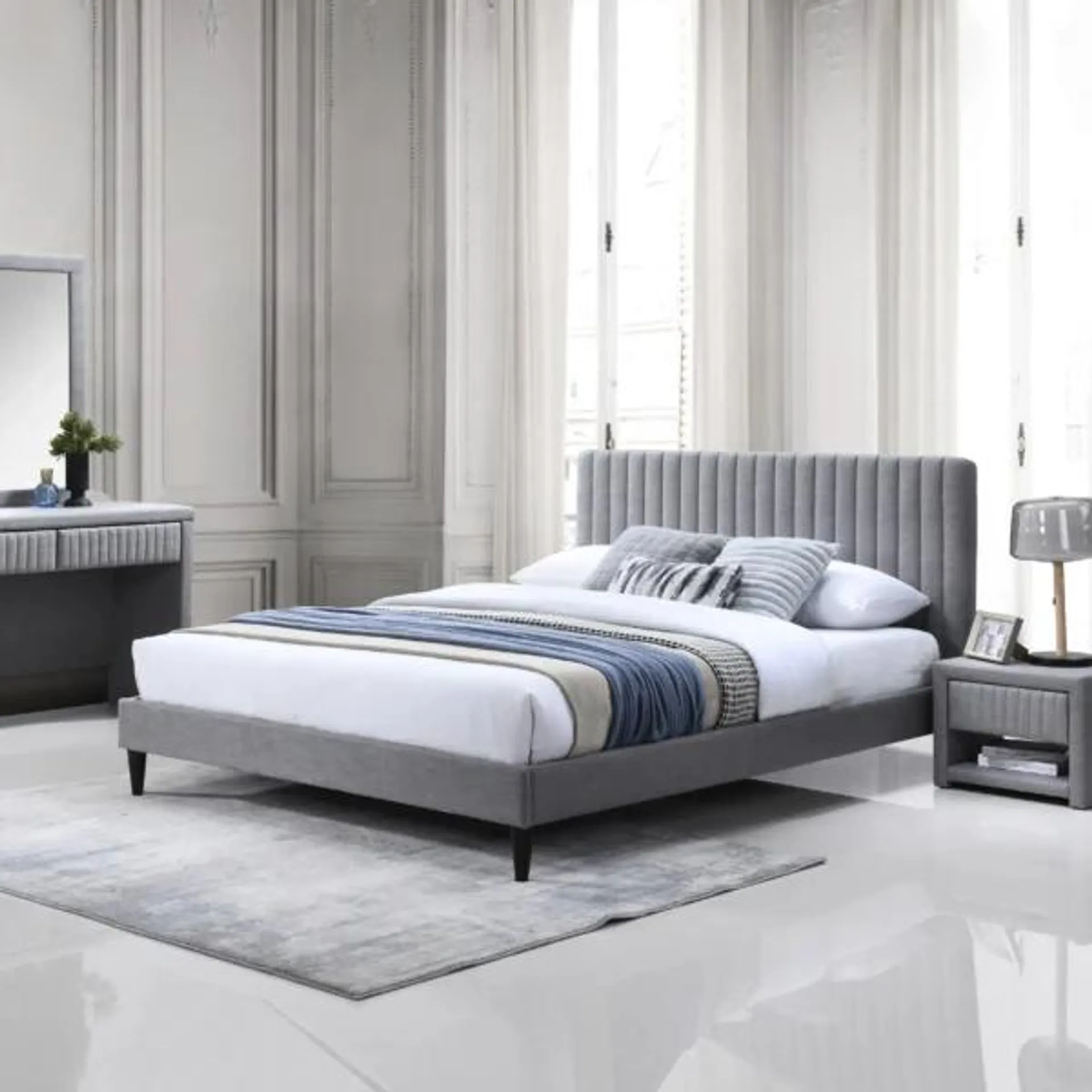 Nastya King Bed – Grey