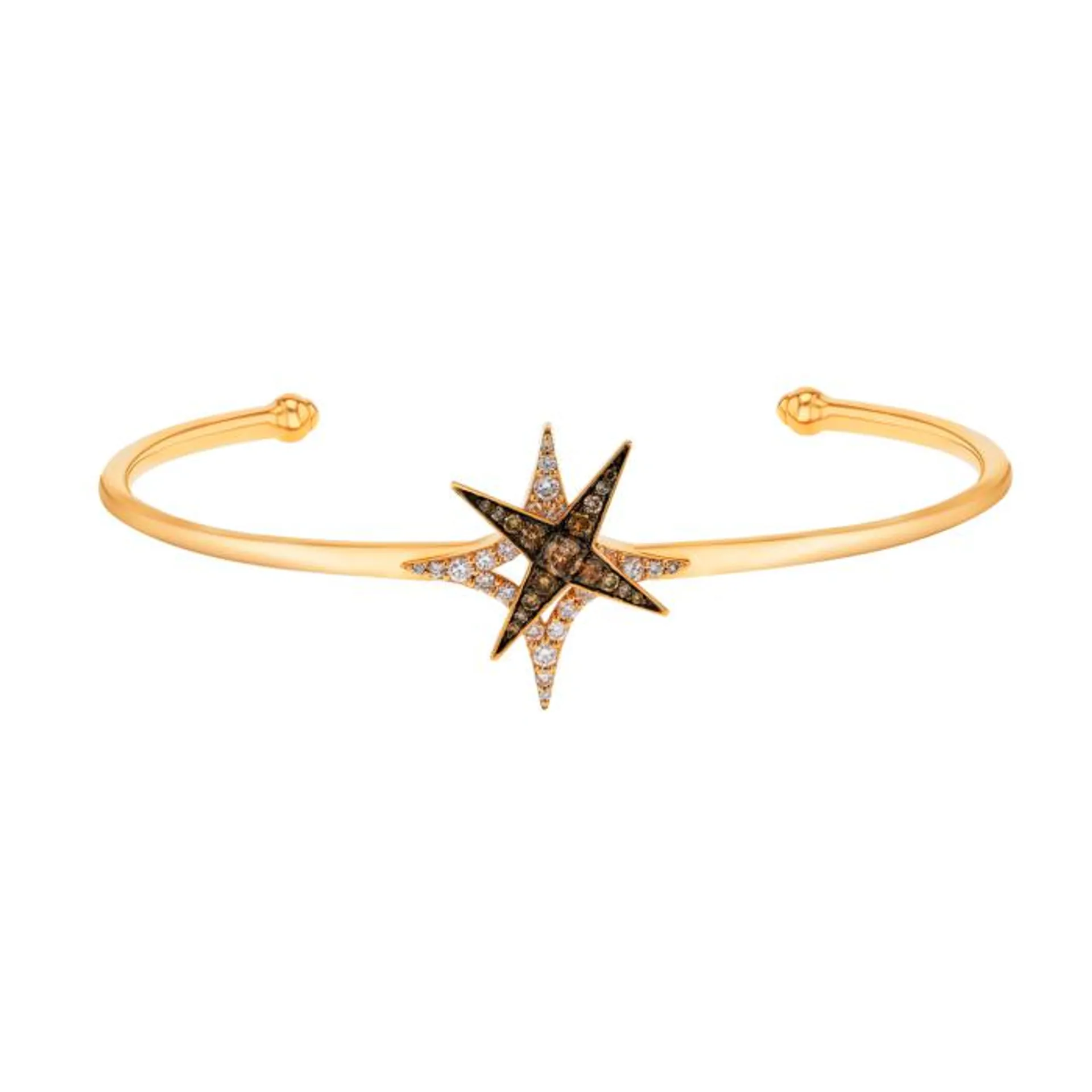 STAR Bangle in 18K Rose Gold and Studded with White and Brown Diamonds
