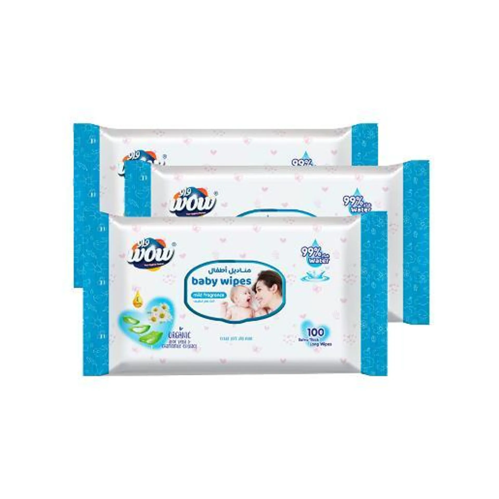 WOW BABY WIPES MILD 100 pc X 3 pc