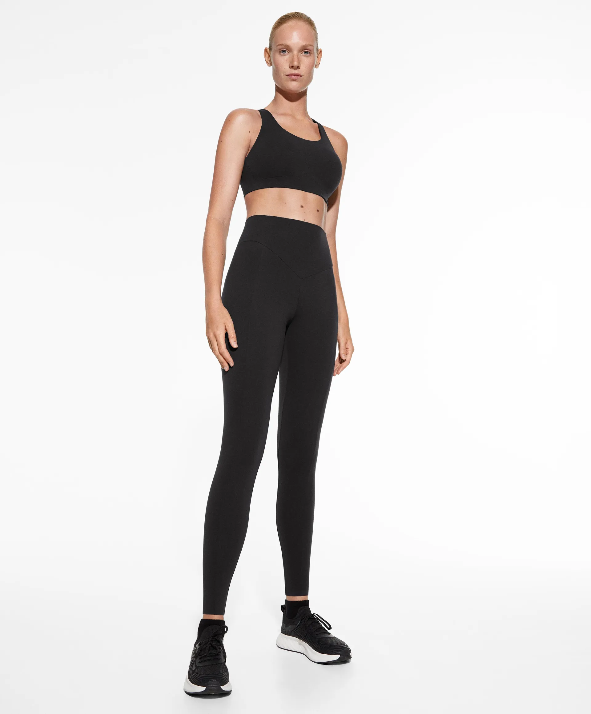 Compressive 65cm ankle-length leggings with pocket