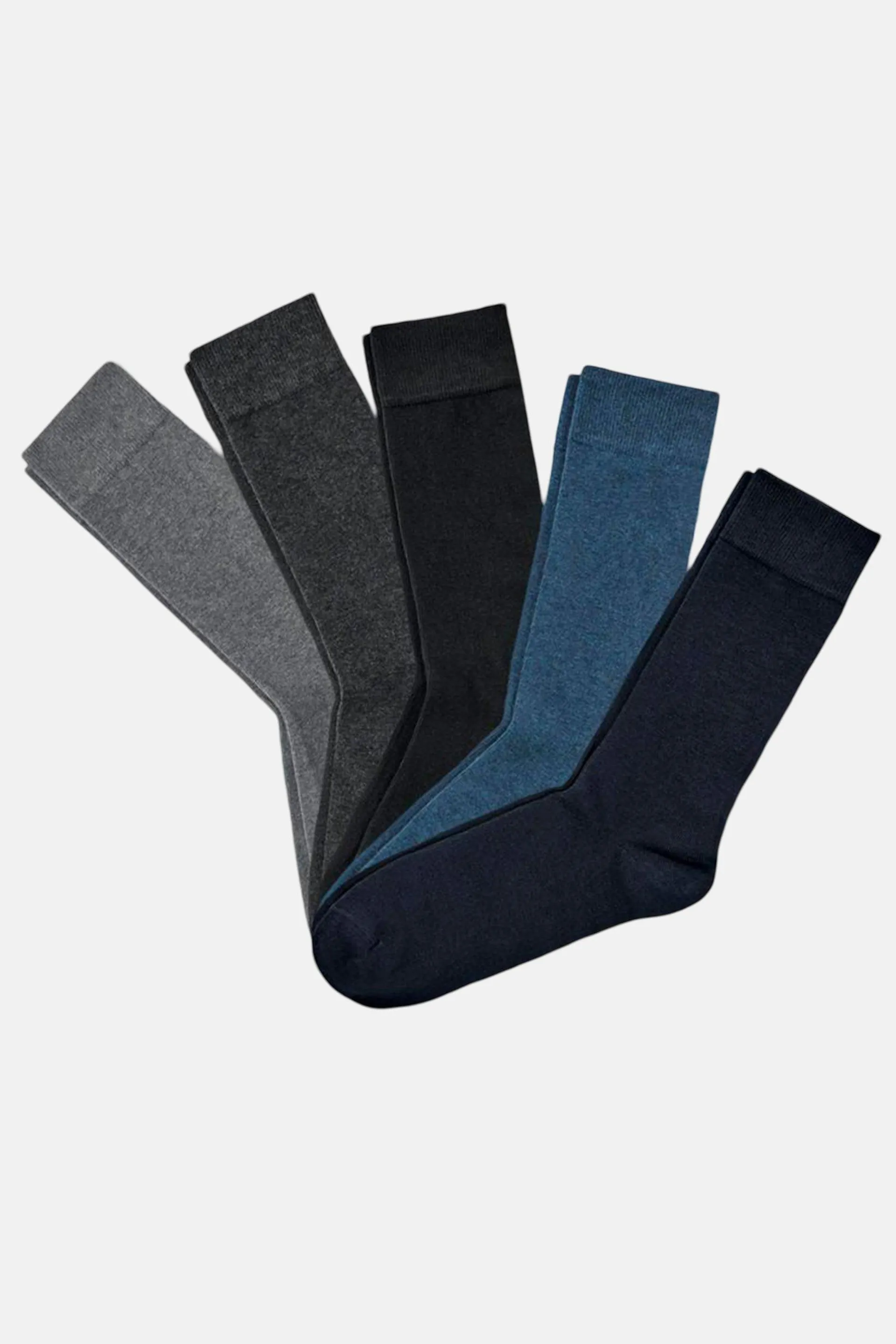 Men Textured 5 Pack Of Socks, Navy/Grey/Black