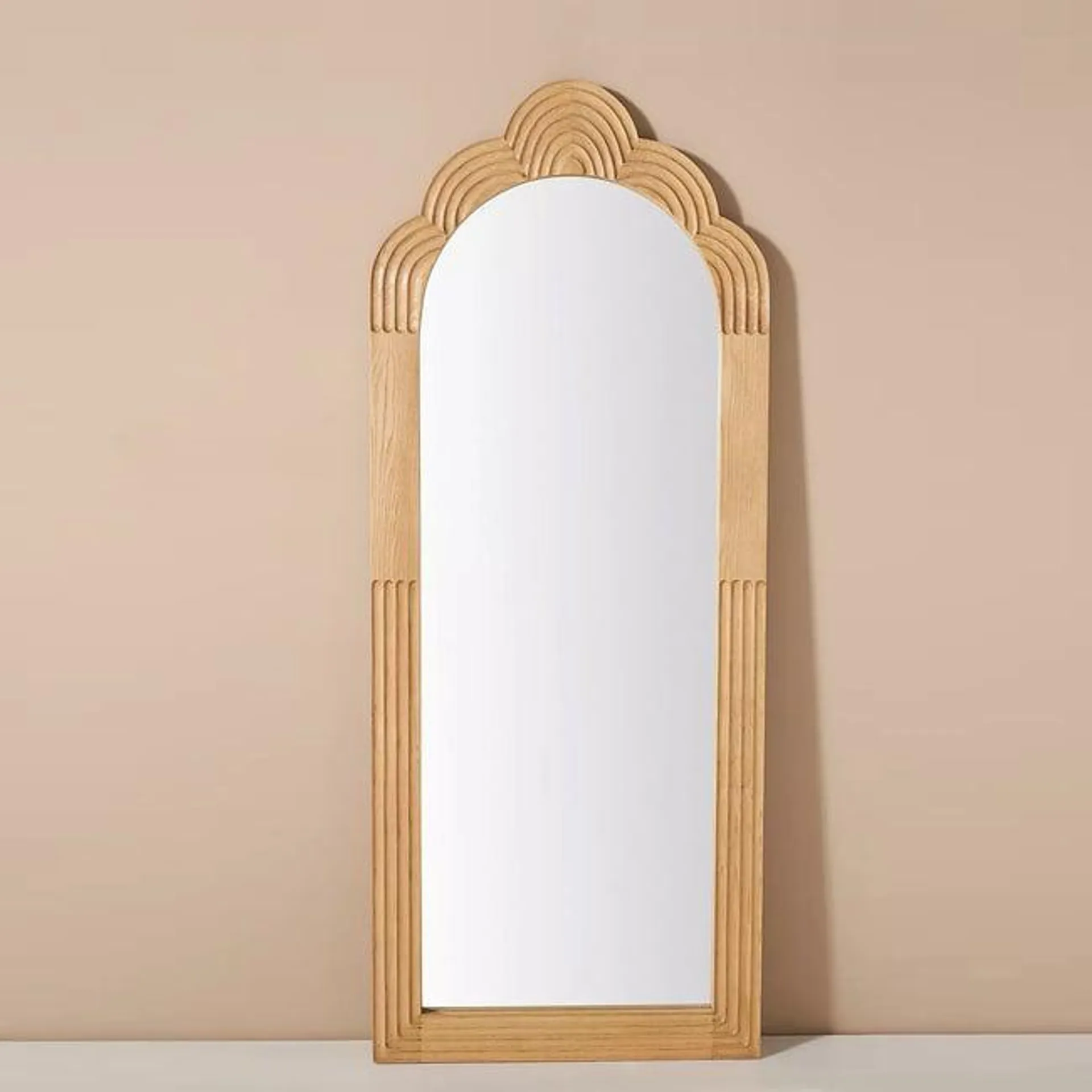 fayruz wood floor standing mirror 177x71cm- brown