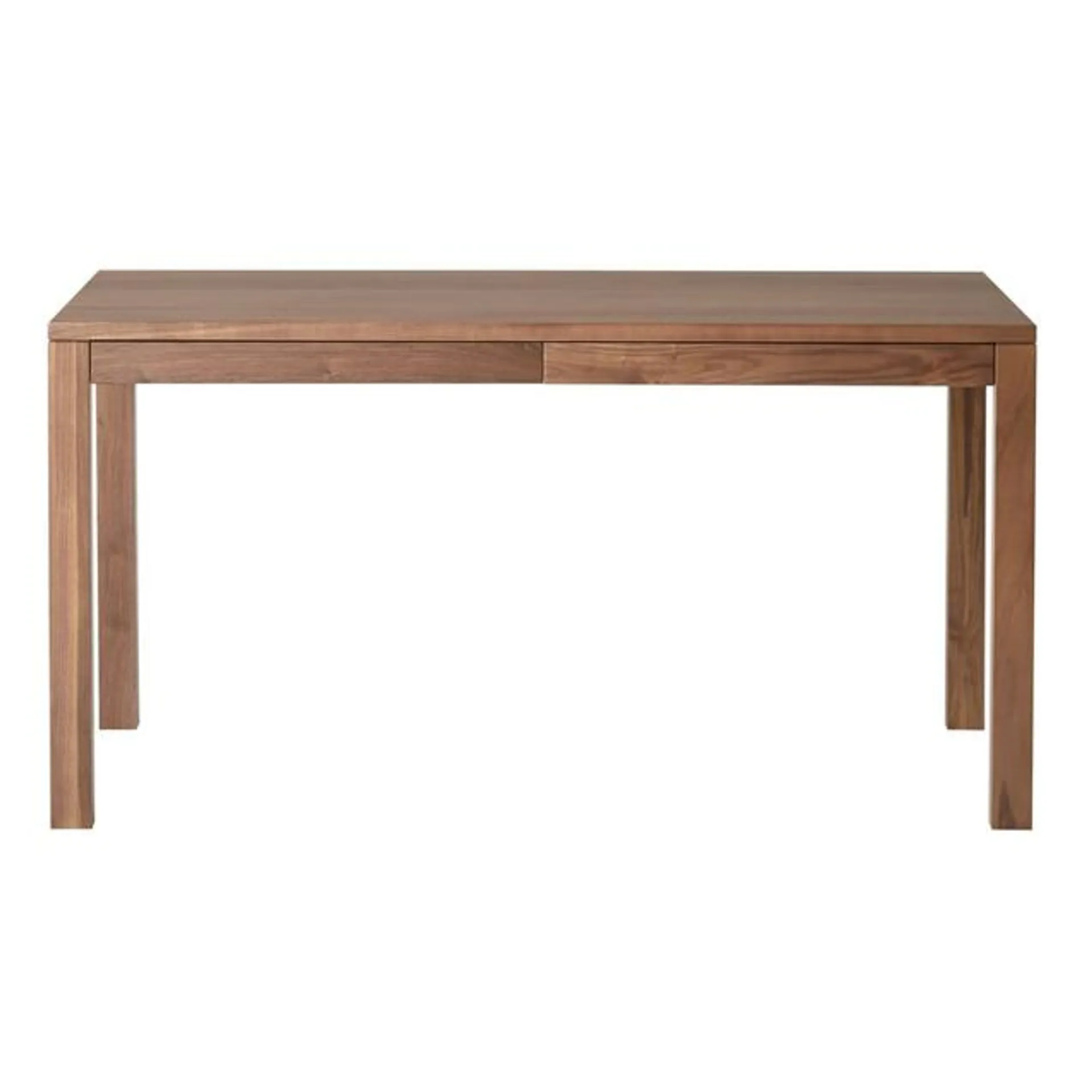 Walnut Wooden Table with Drawer, W 140 x D 80 x H 72 cm, Brown