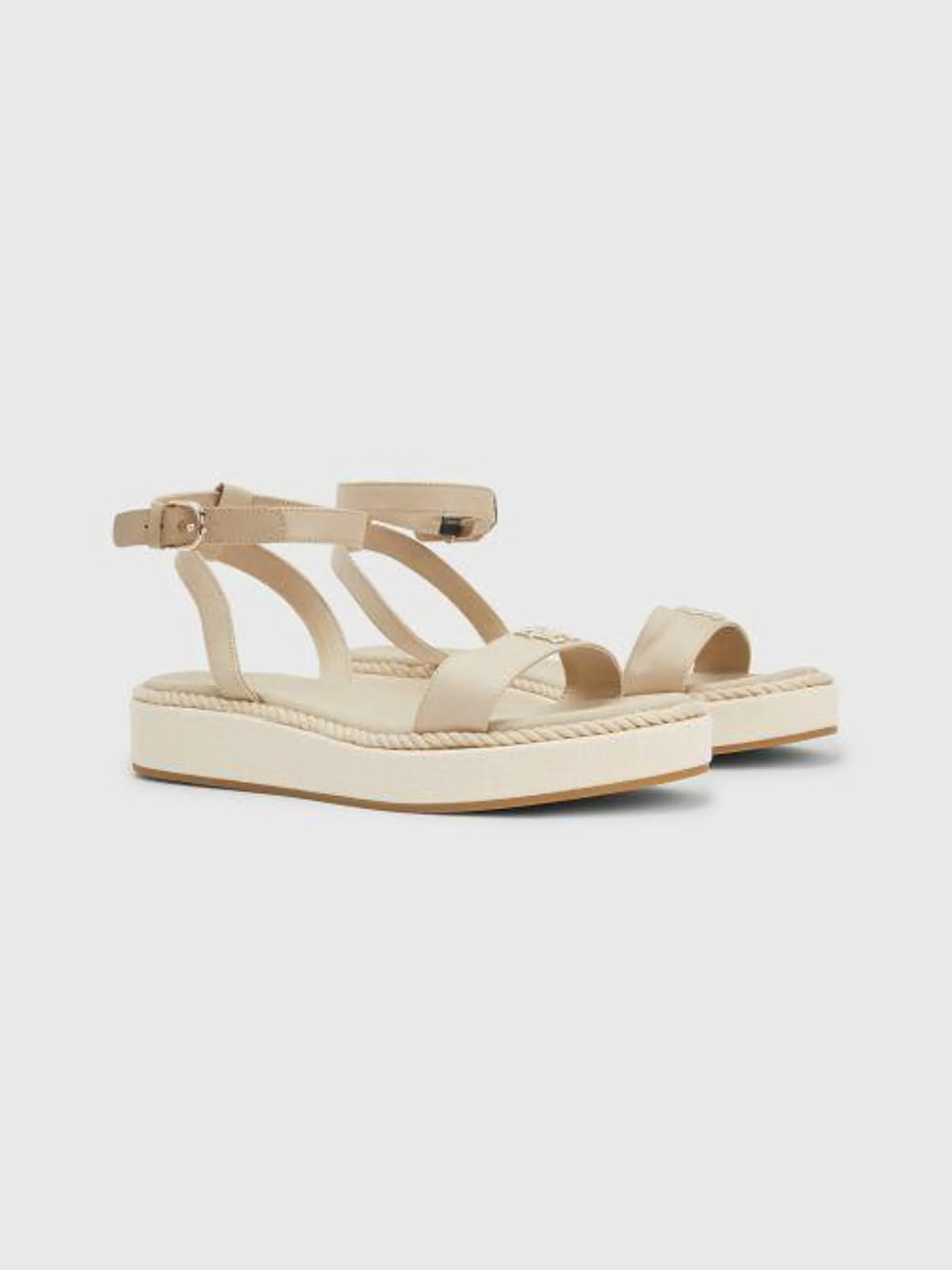 Rope Monogram Flatform Sandals