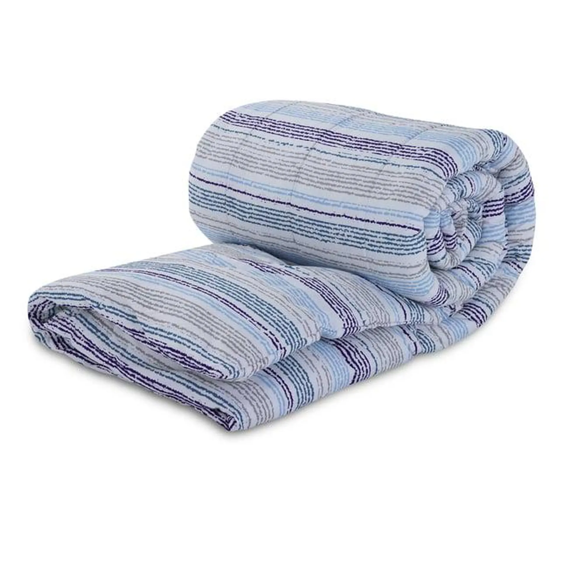 toledo stripe microfiber comforter 160x220cm - blue