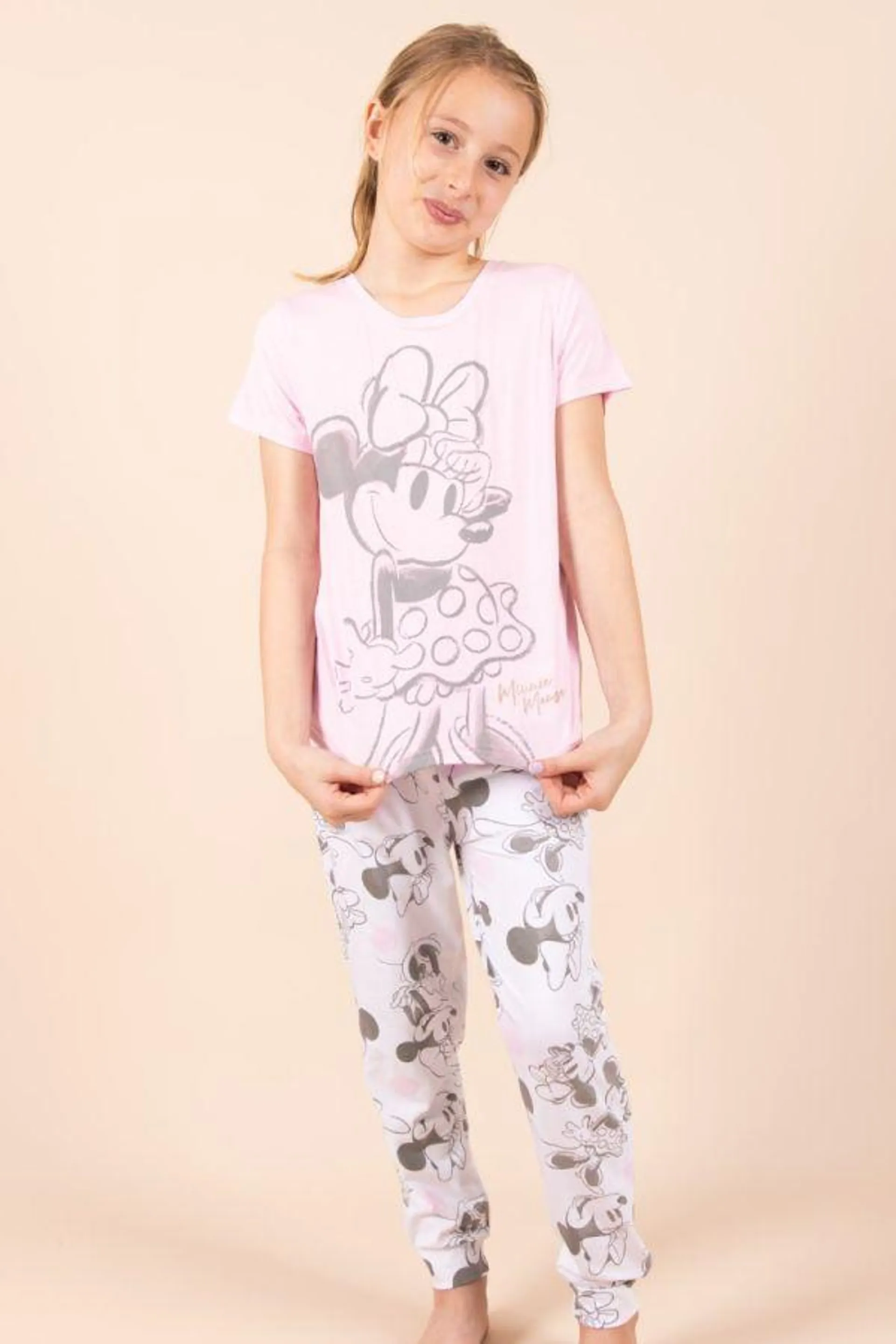 Girls Pink Sketchy Minnie Polka PJ