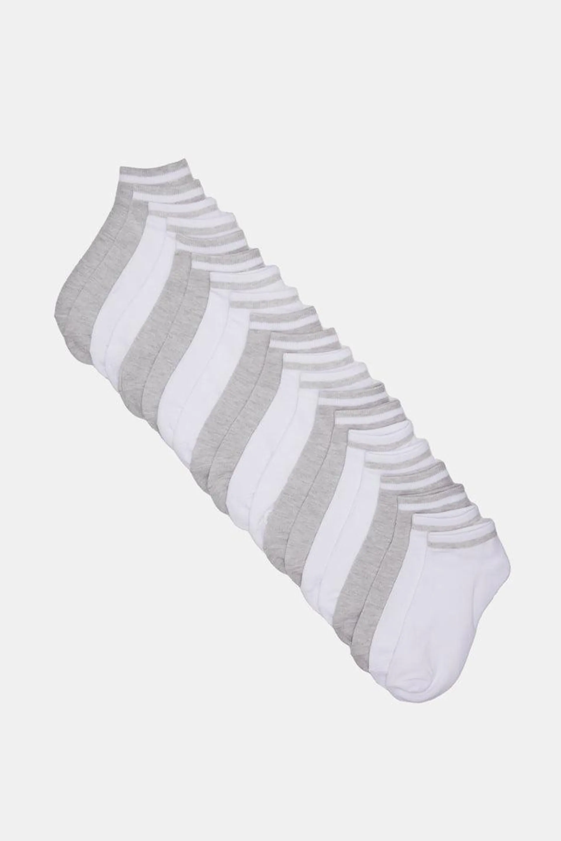 Women White And Grey Ankle Box Socks (10 Pairs)