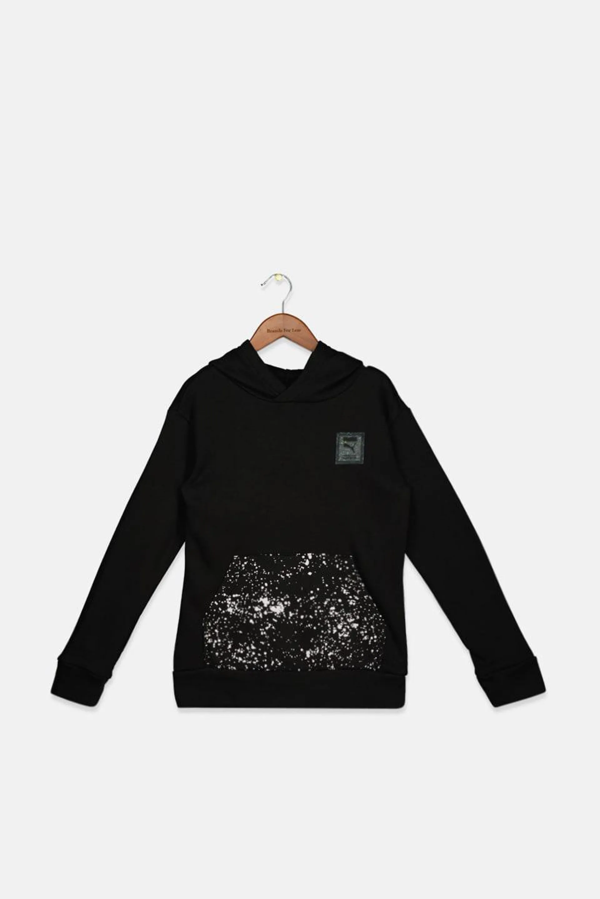 Kids Boy Long Sleeve Fleece Pullover Hoodie, Black