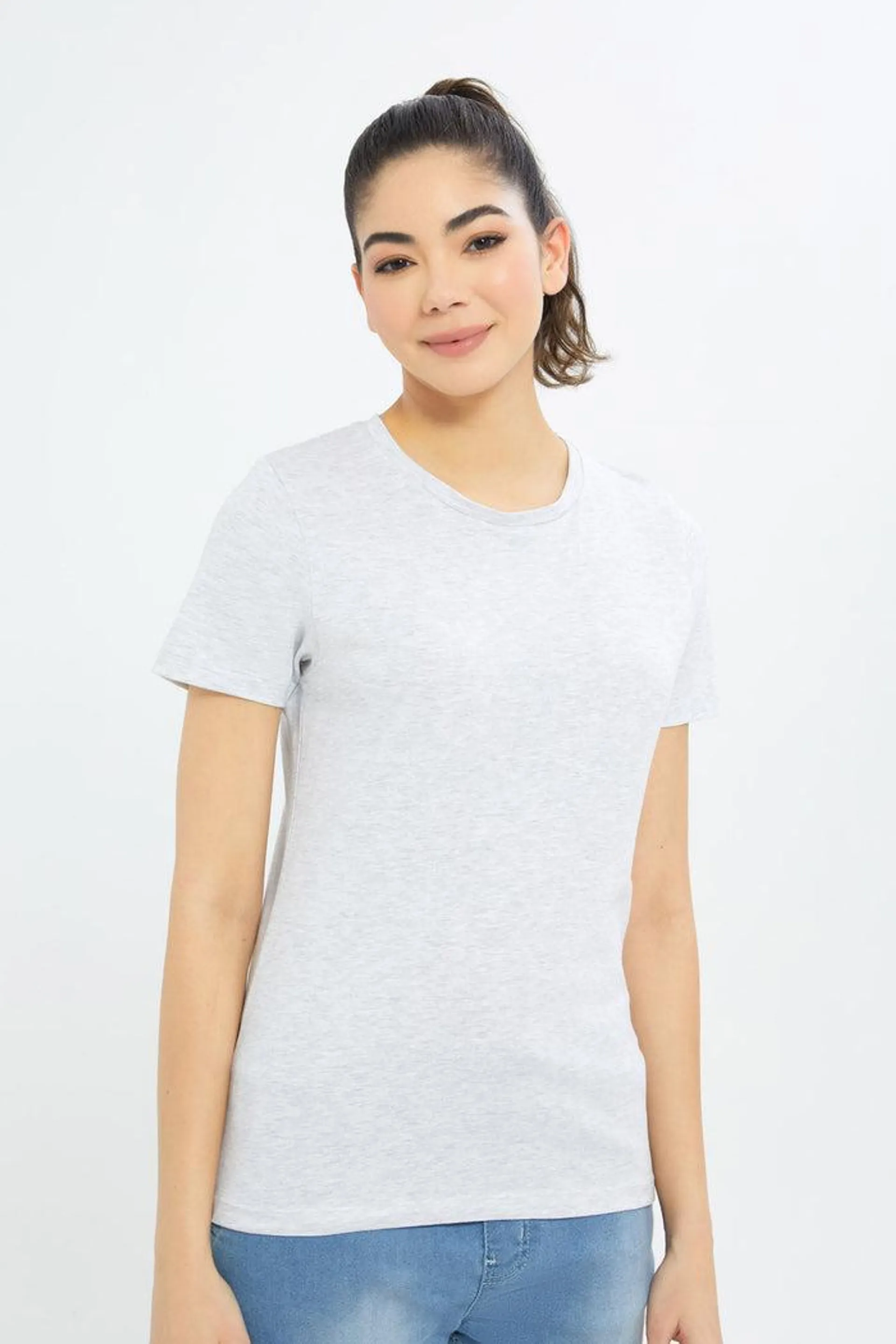 Women Grey Plain T-Shirt