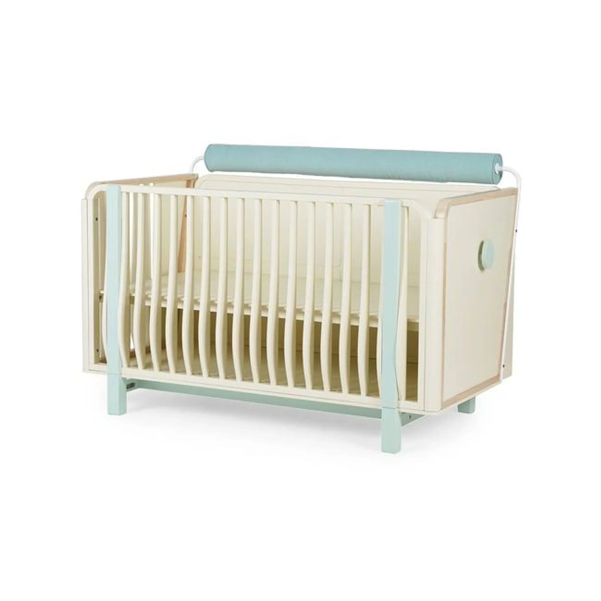 cedar-3 in 1 baby crib (convertible to sofa bed,writing desk) 70x140cm solid rubber wood-blueand g