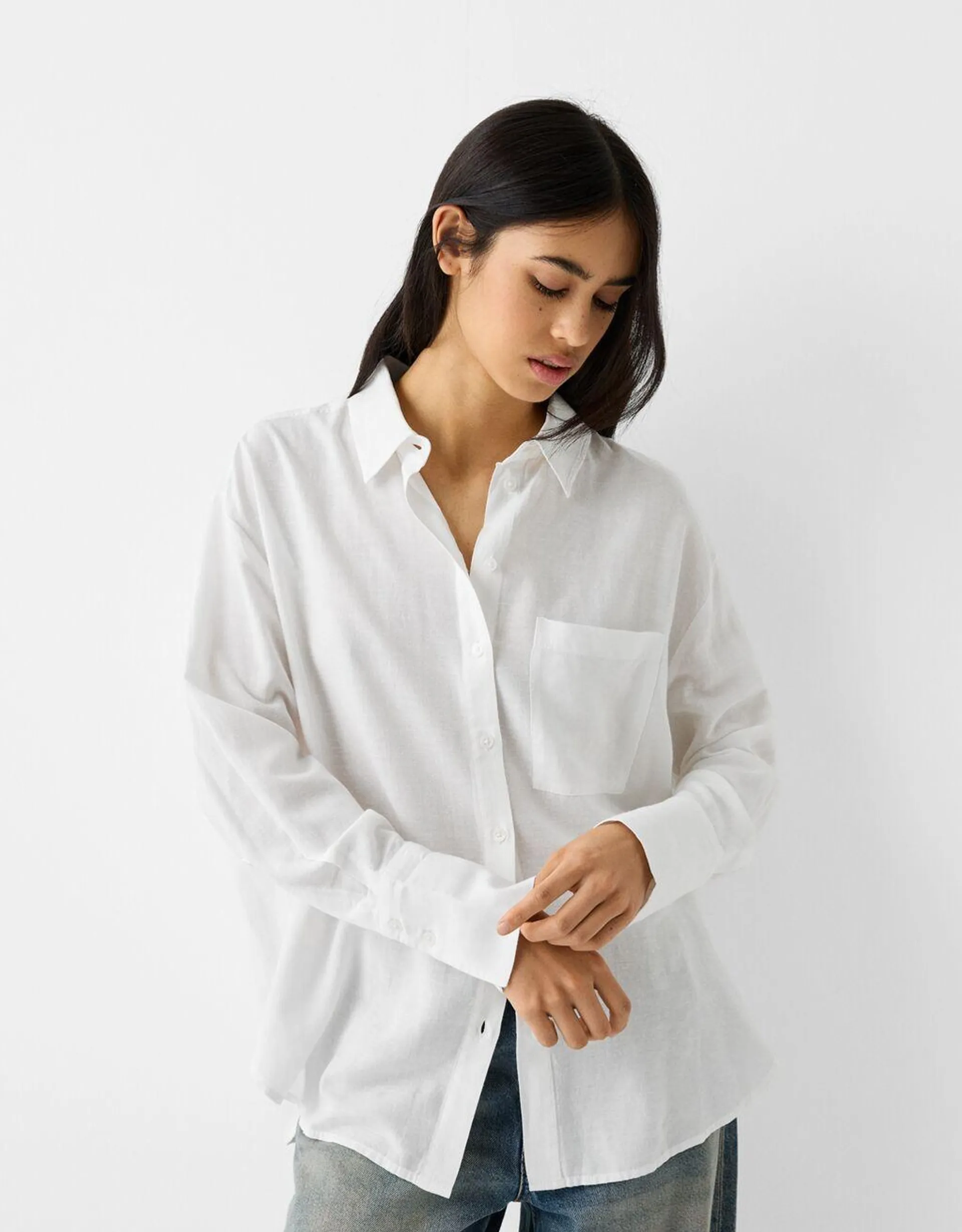 Long sleeve oversize linen shirt