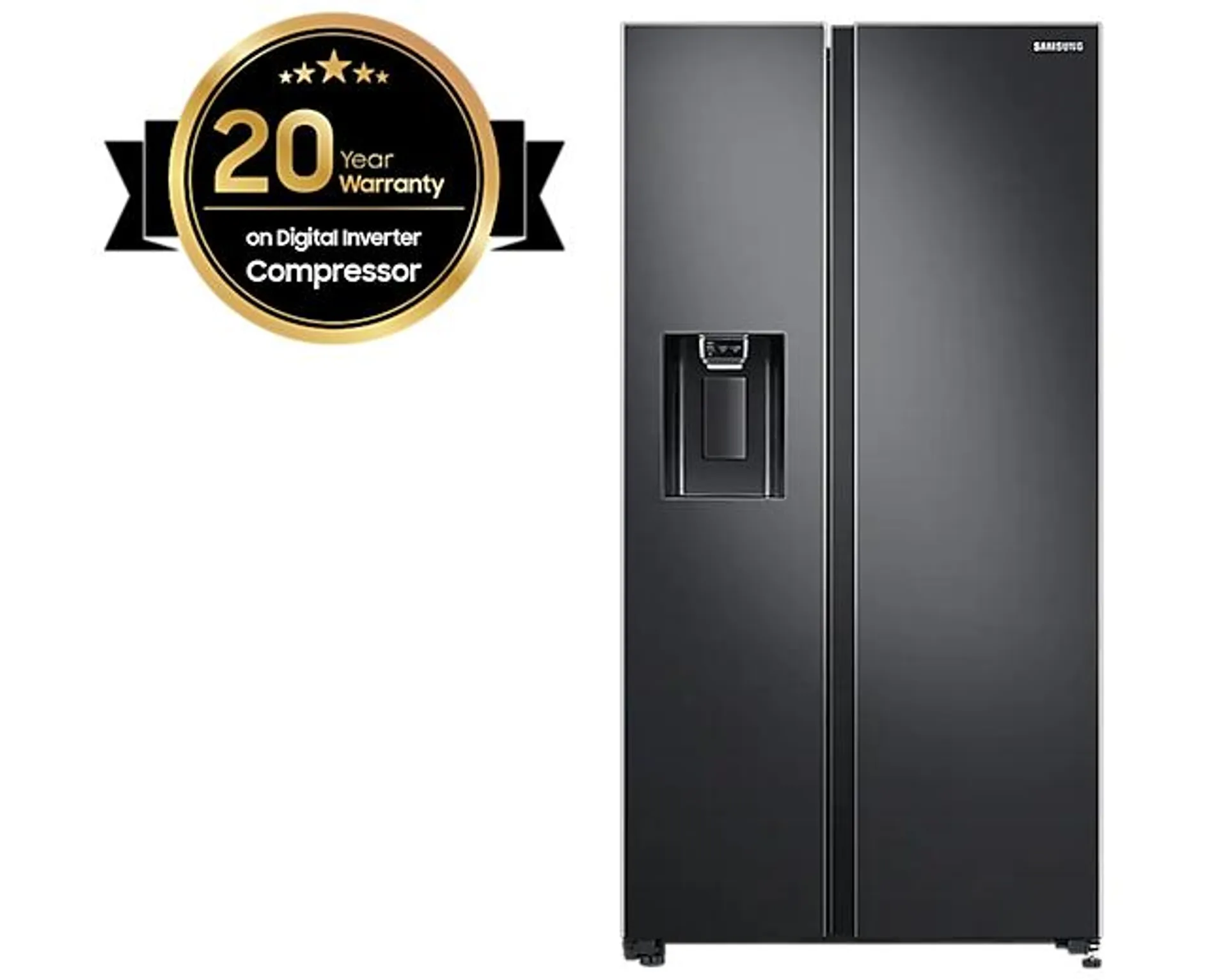 Side by Side Digital Inverter Refrigerator with All-around Cooling, SpaceMax™ Technology and 617 L, Black - RS64R5331B4/AE