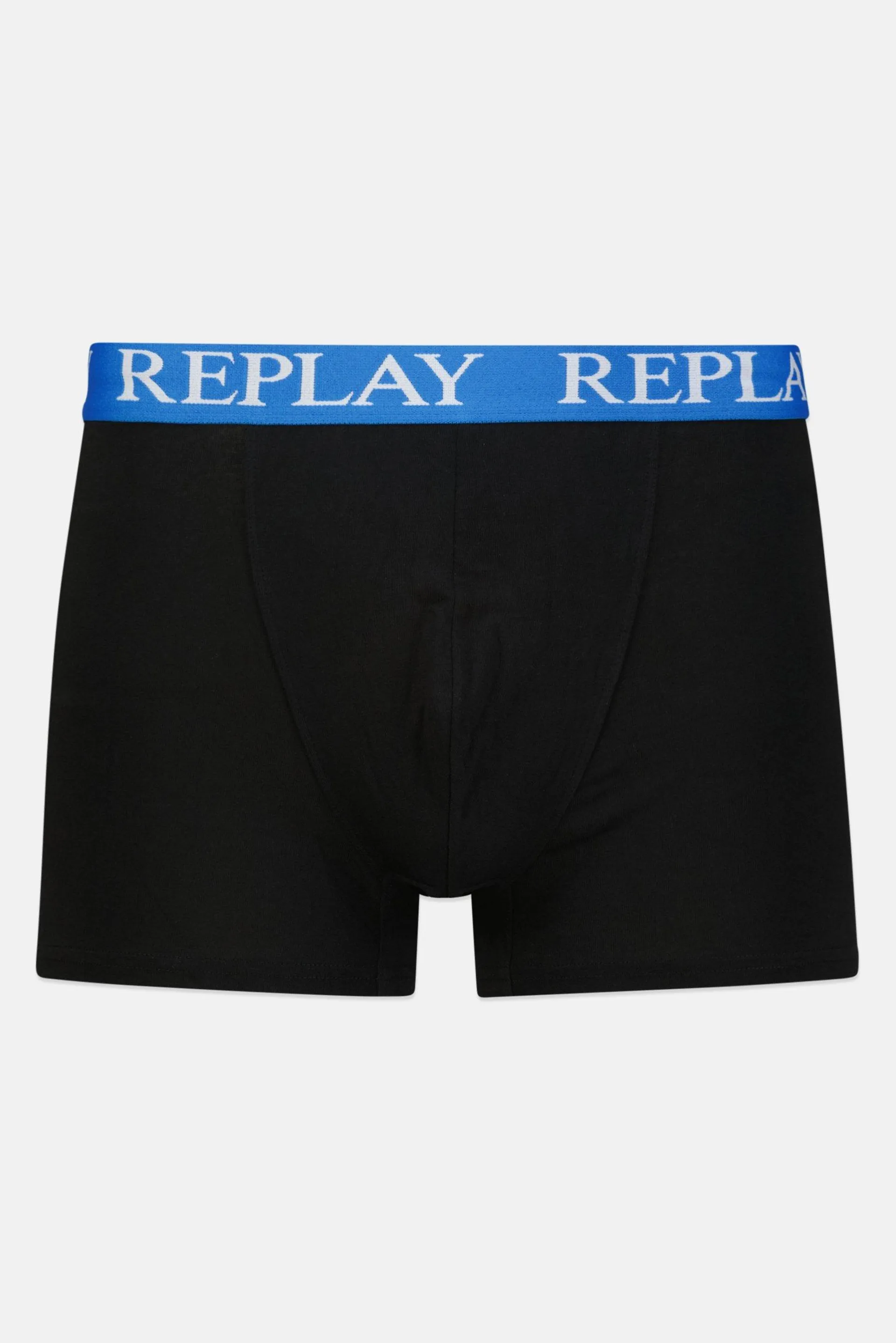 Men 2 Piece Cotton Stretch Trunks, Black/Blue Combo