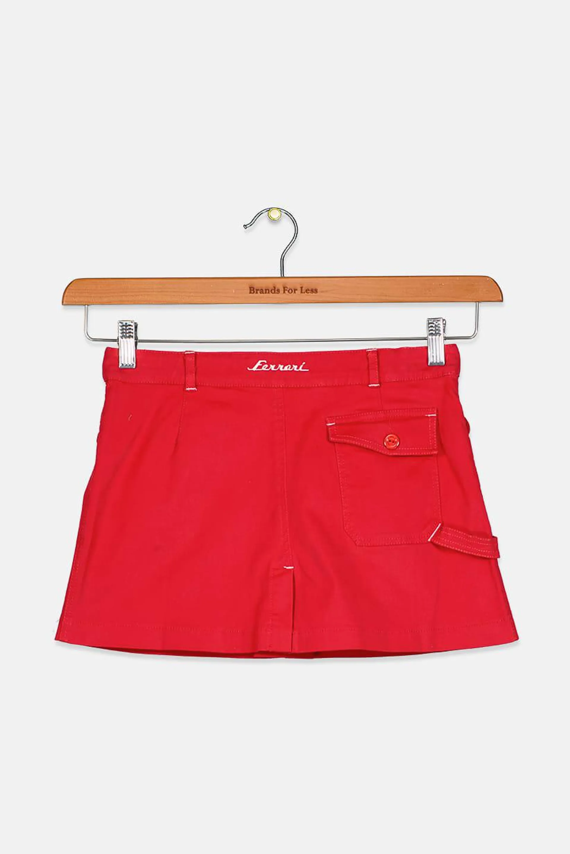 Kids Girl Embroidered Logo Mini Skirt, Red