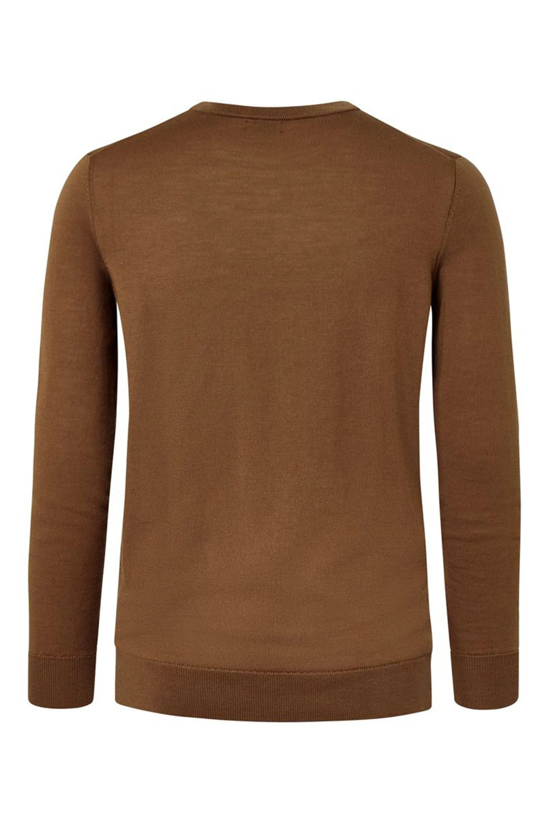 Men Crew Neck Long Sleeve Knitted Sweater, Brown