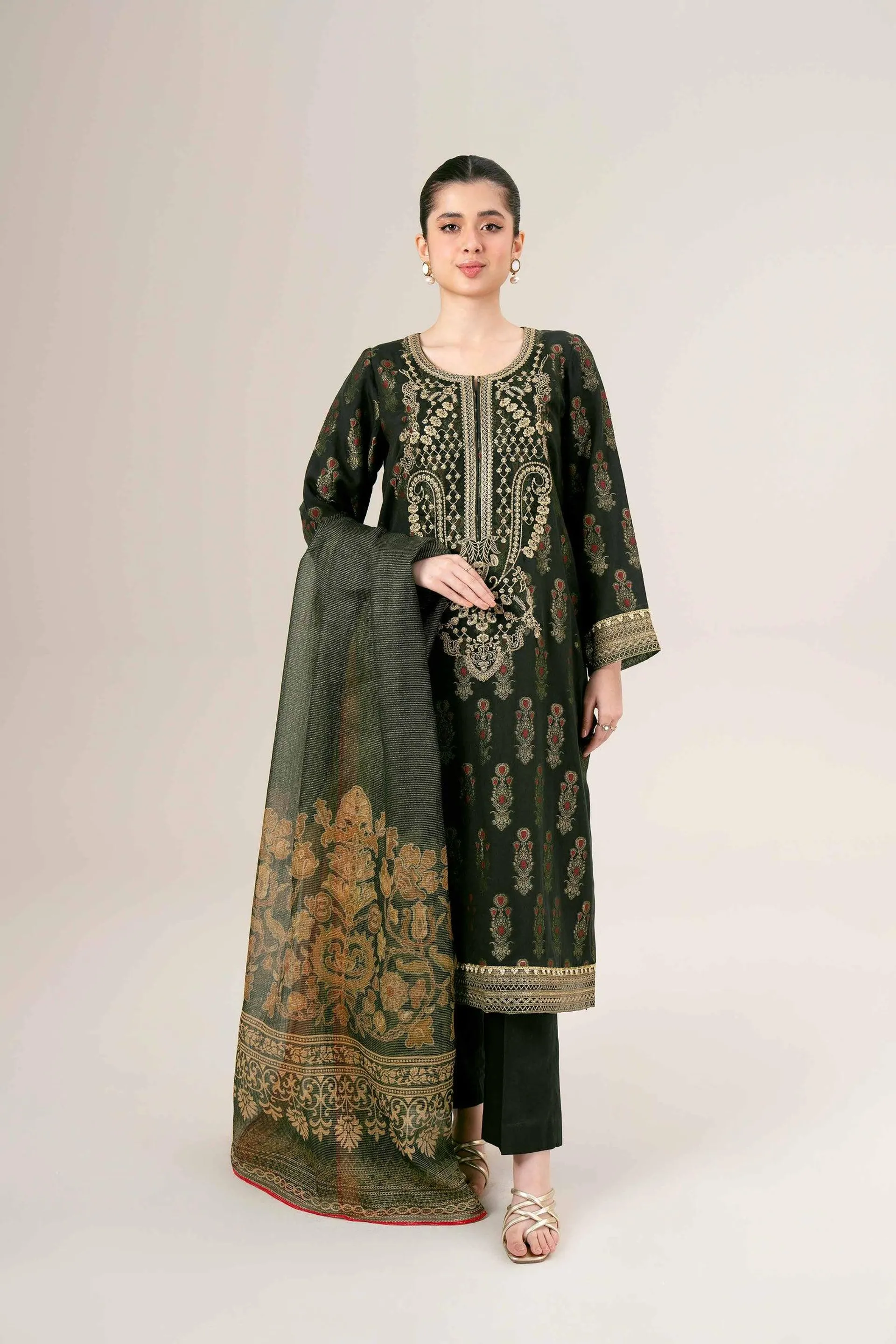 3 Piece - Jacquard Embroidered Suit - 42401932