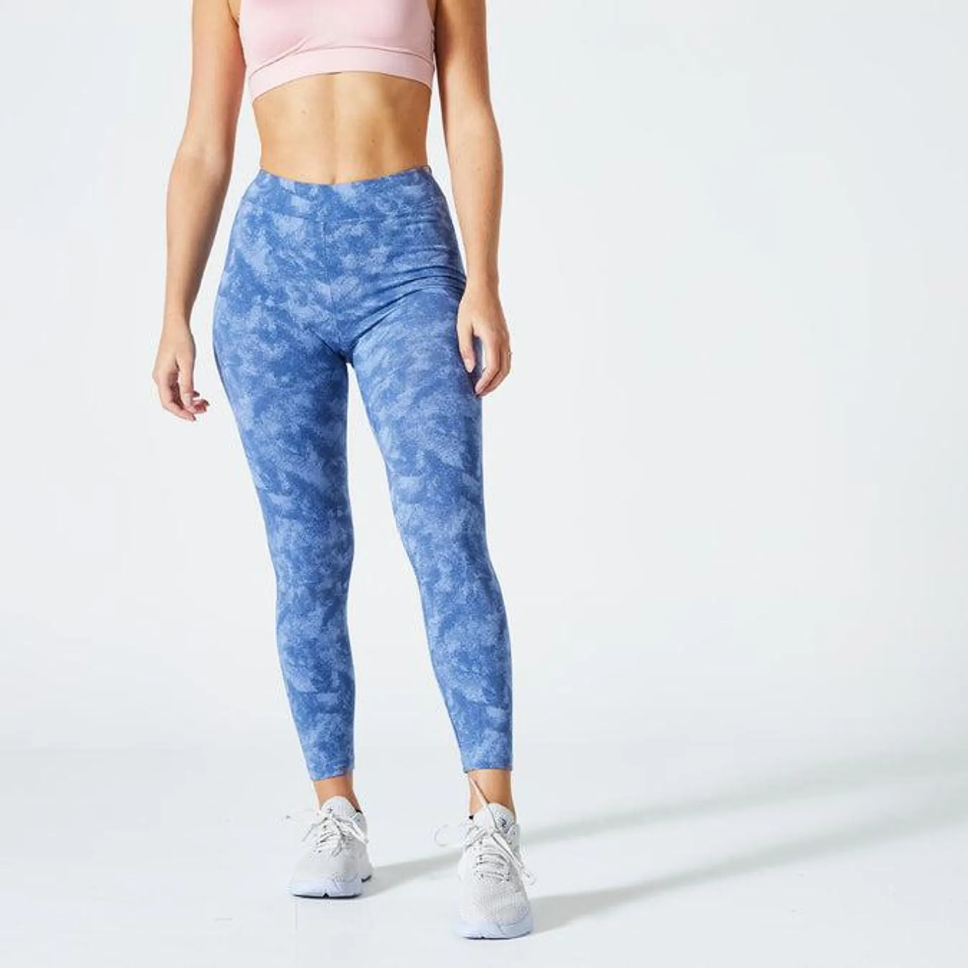 Women's Fitness 7/8 Leggings Fit+ 500 - Blue Print