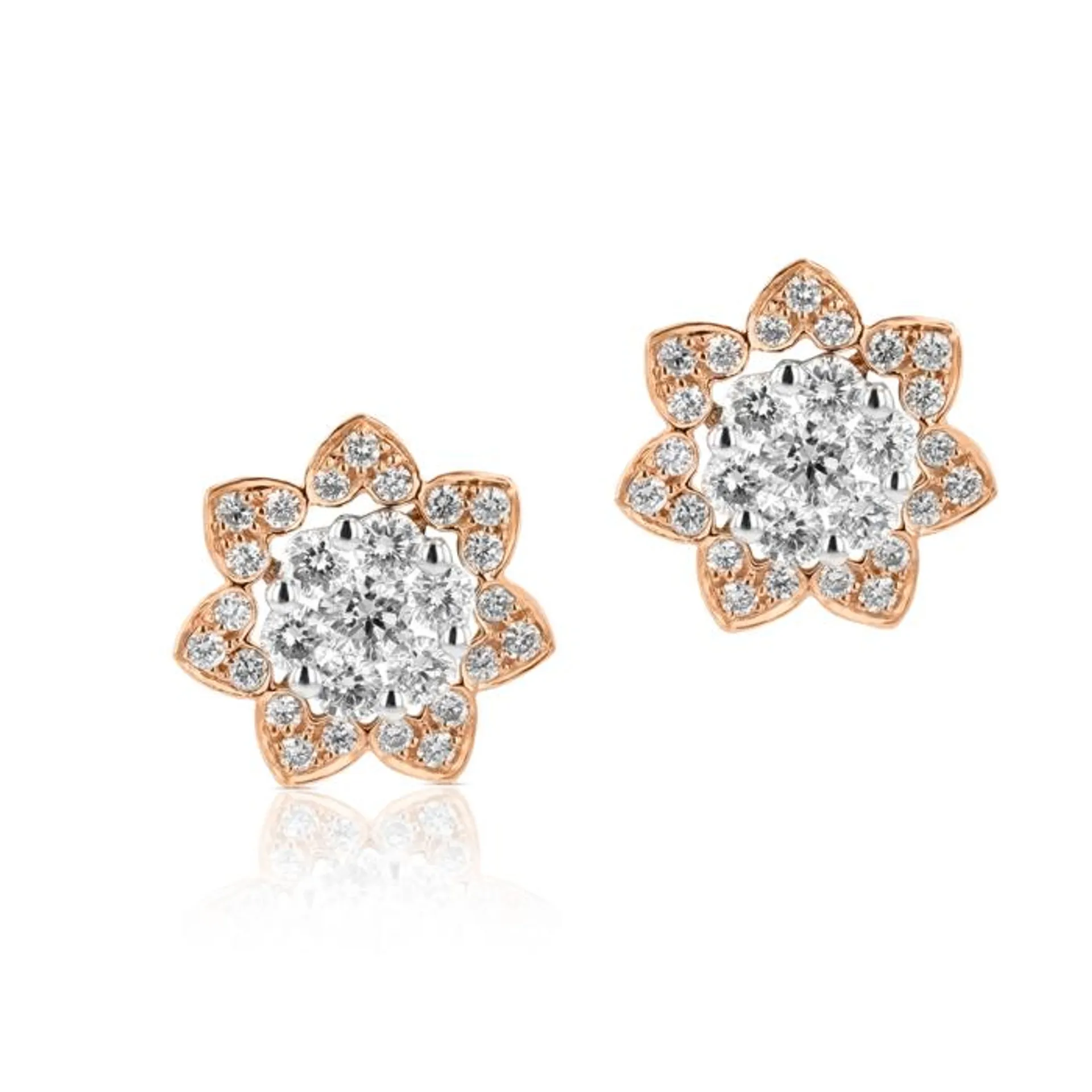 Heart To Heart Star Flower Earrings Rose Gold