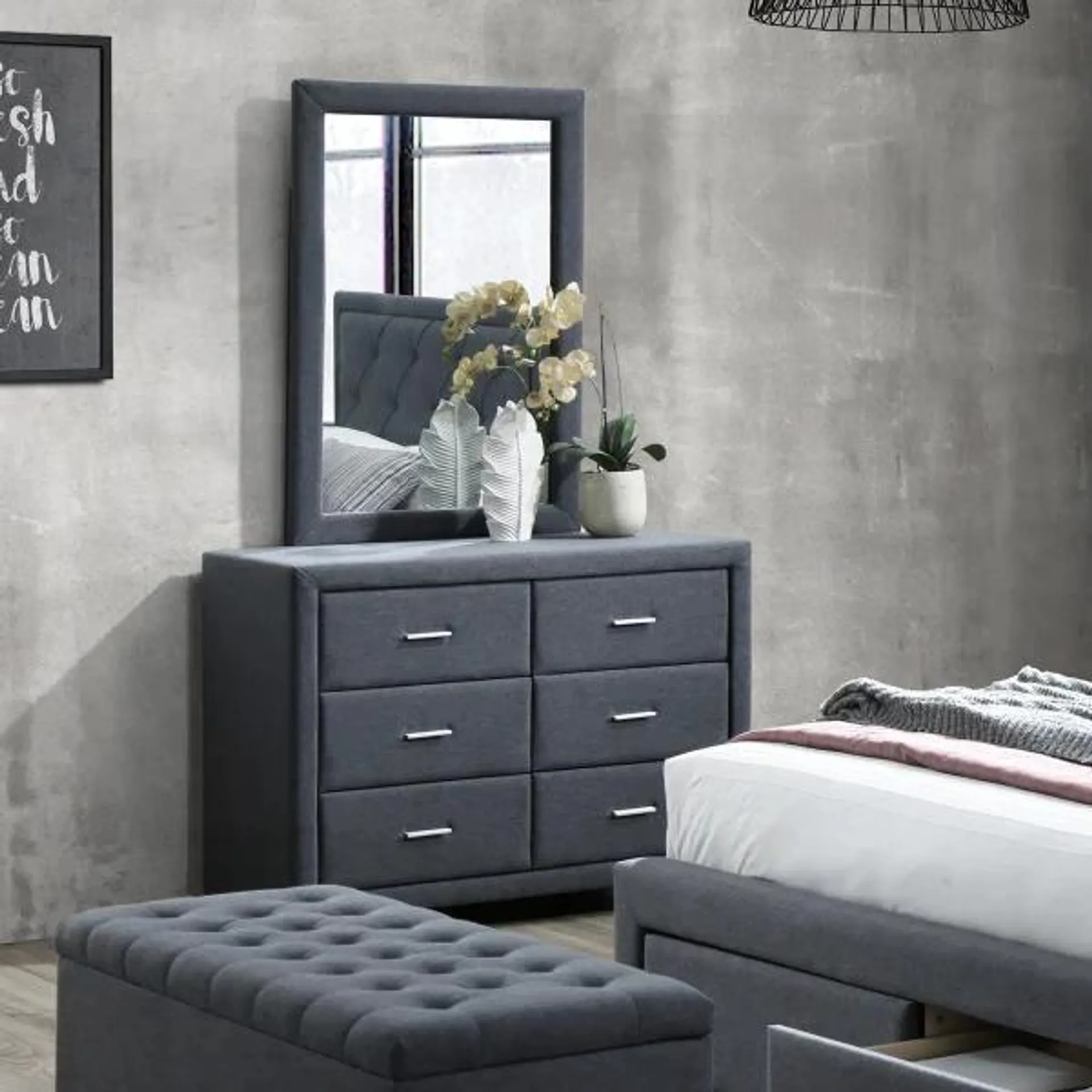 Sama Dresser with Mirror – Dark Grey