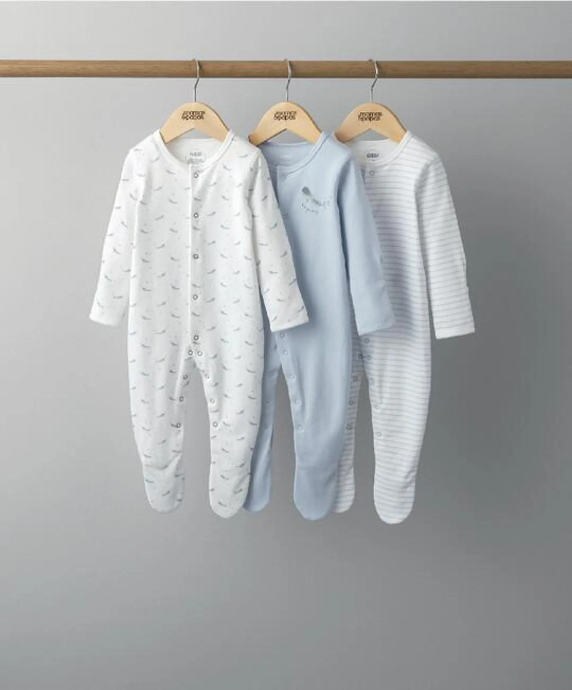 3 Pack Whales Sleepsuits