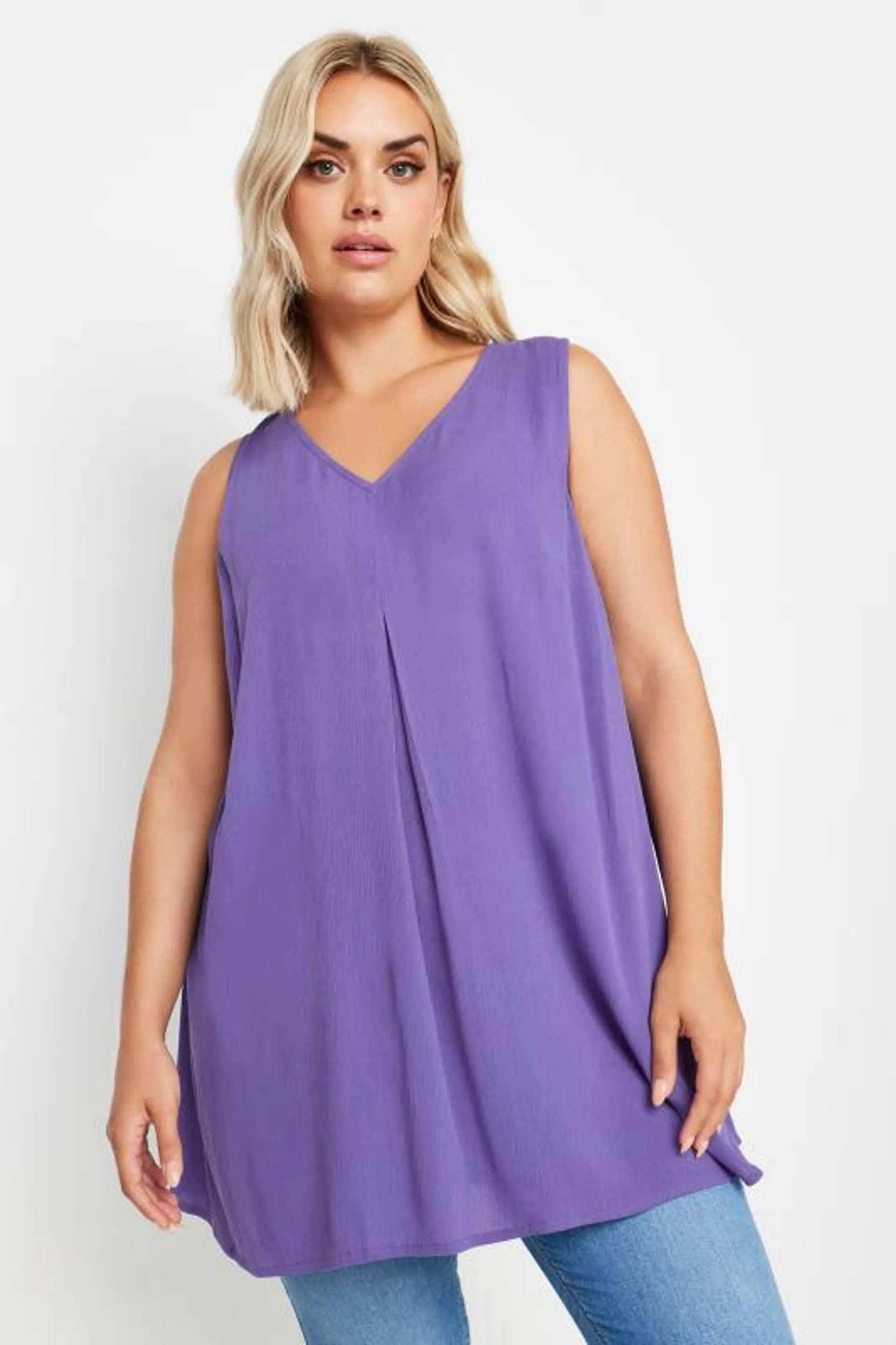 YOURS Curve Purple Pleated Vest Top