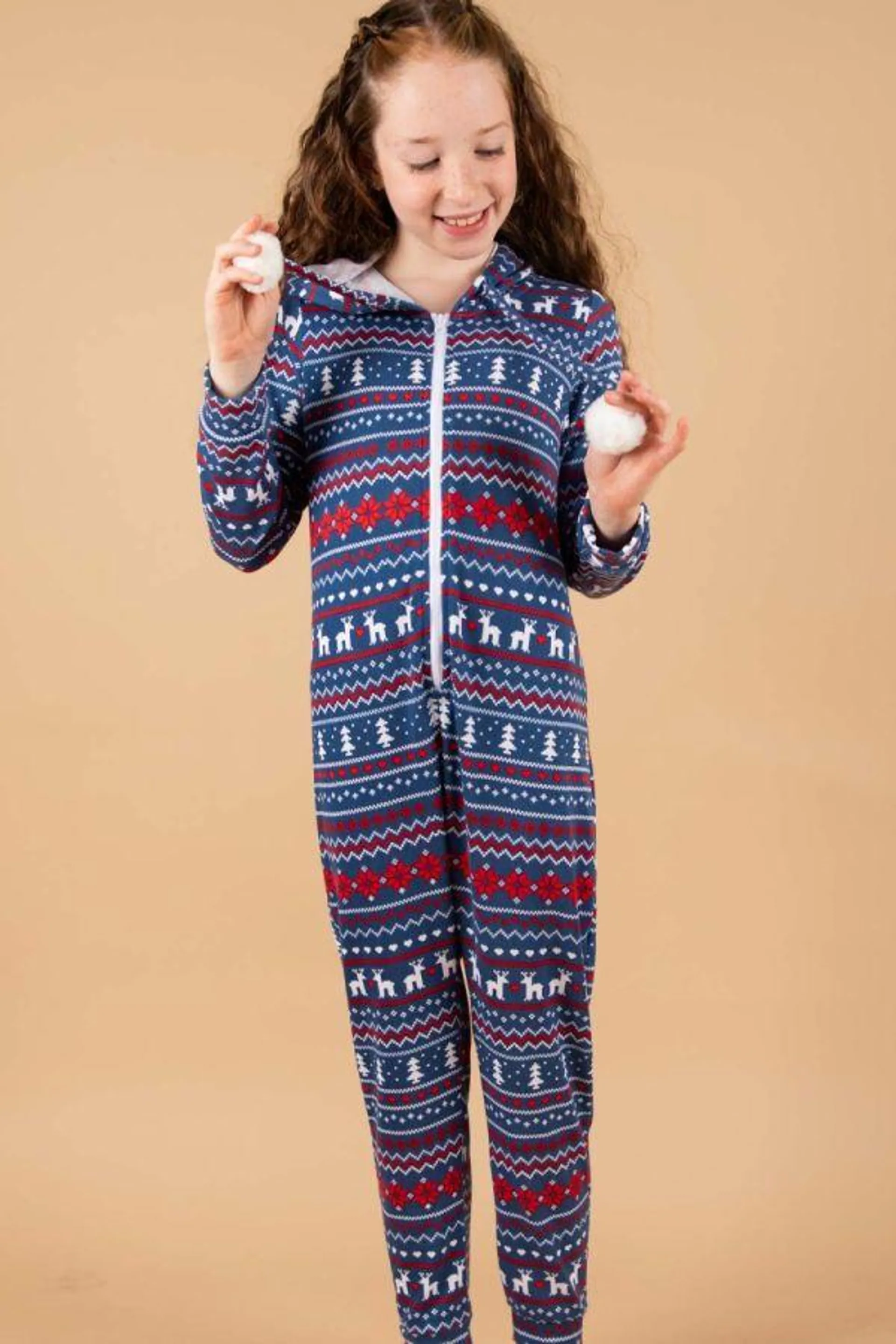 Girls Blue Red Fairisle Onesie