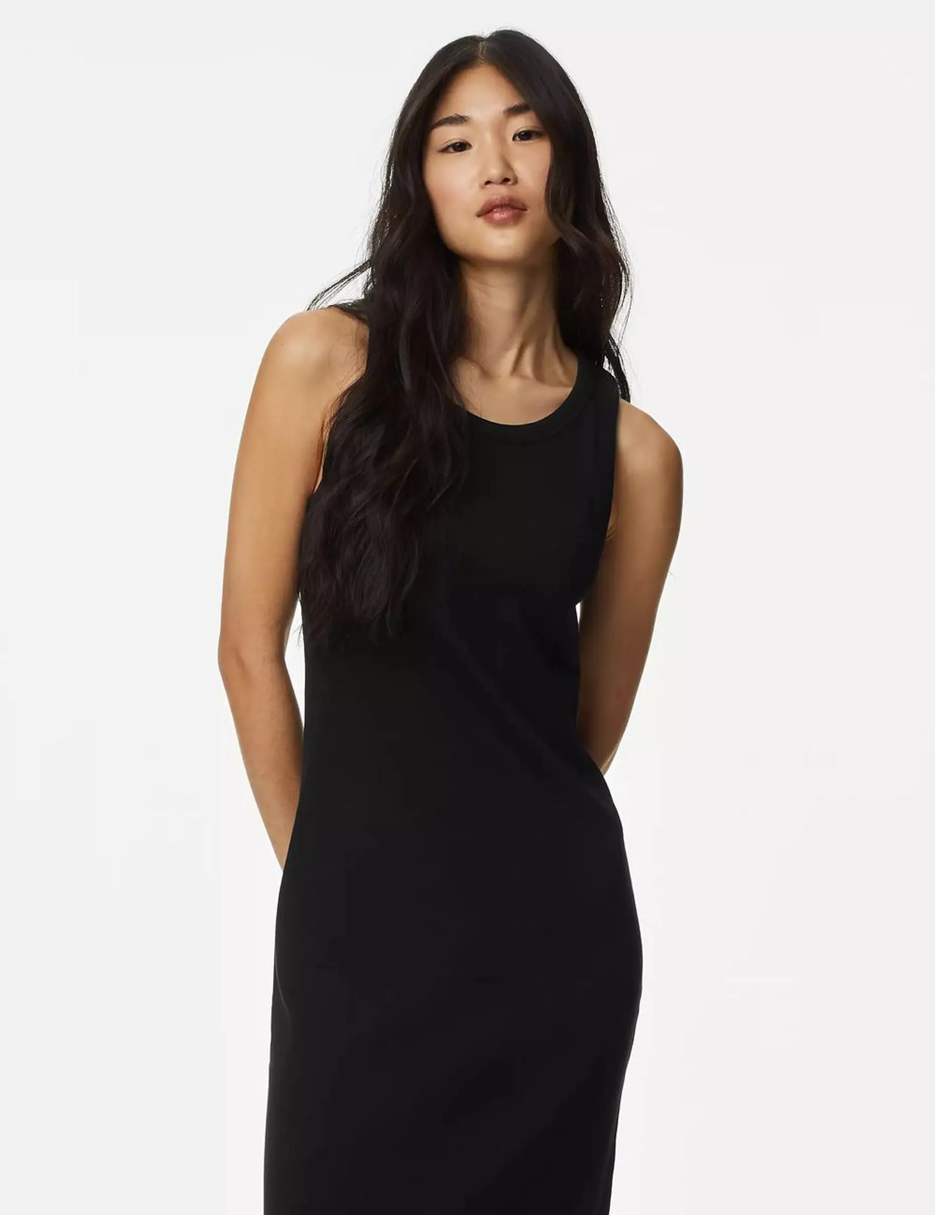 Cotton Rich Ribbed Midi Bodycon Dress