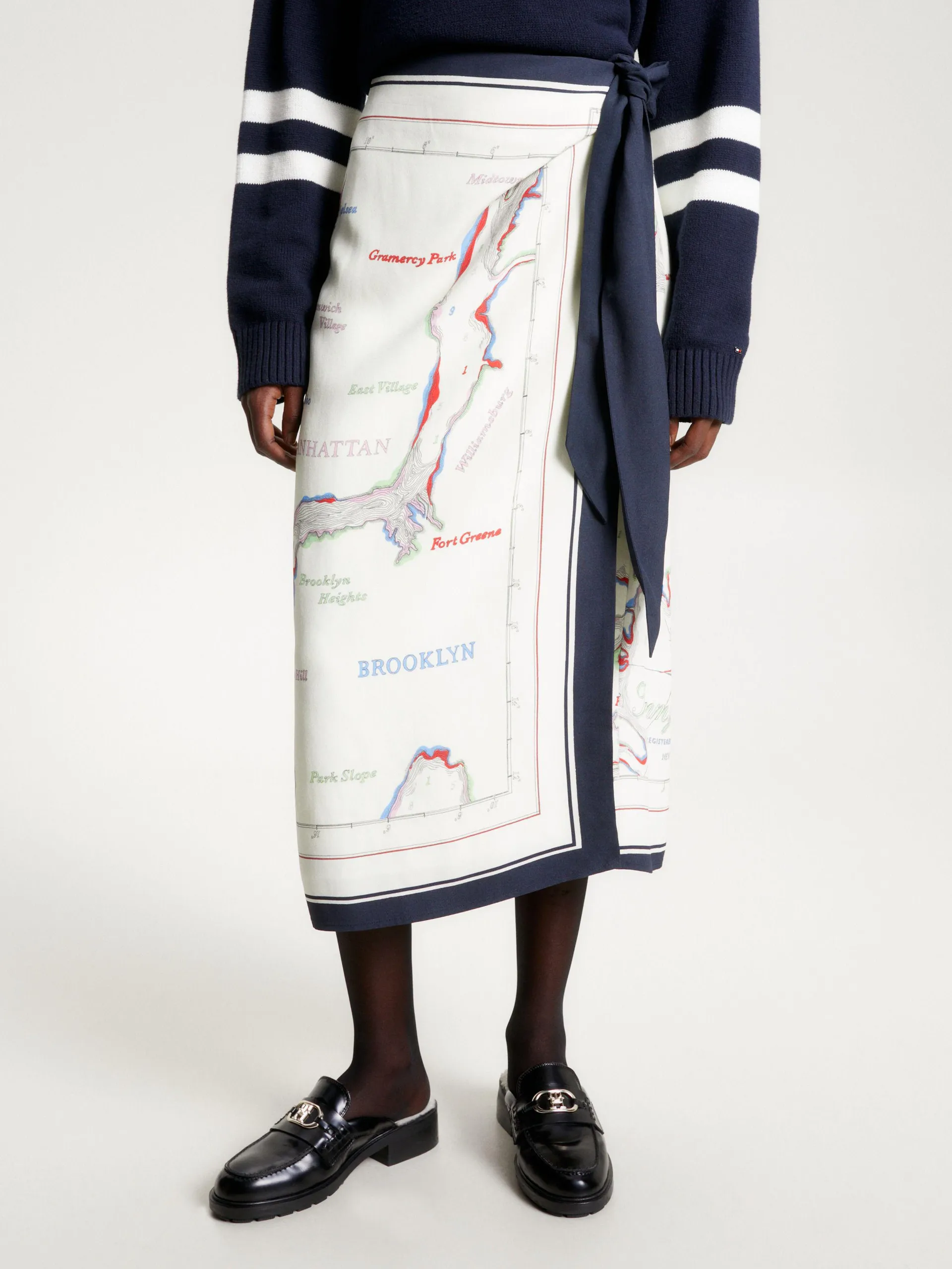 Scarf Print Midi Wrap Skirt