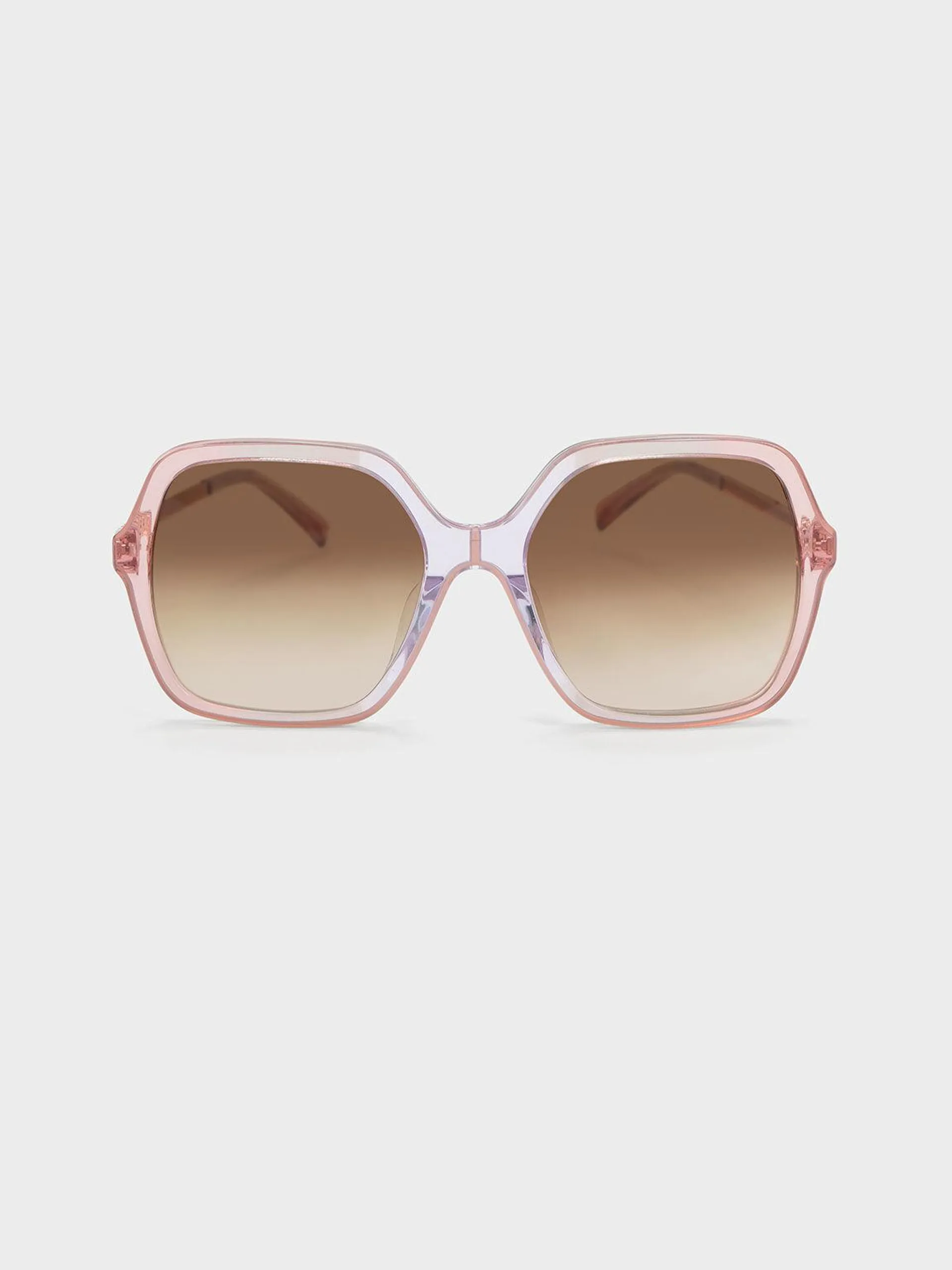 Acetate Braided Temple Butterfly Sunglasses - Pink