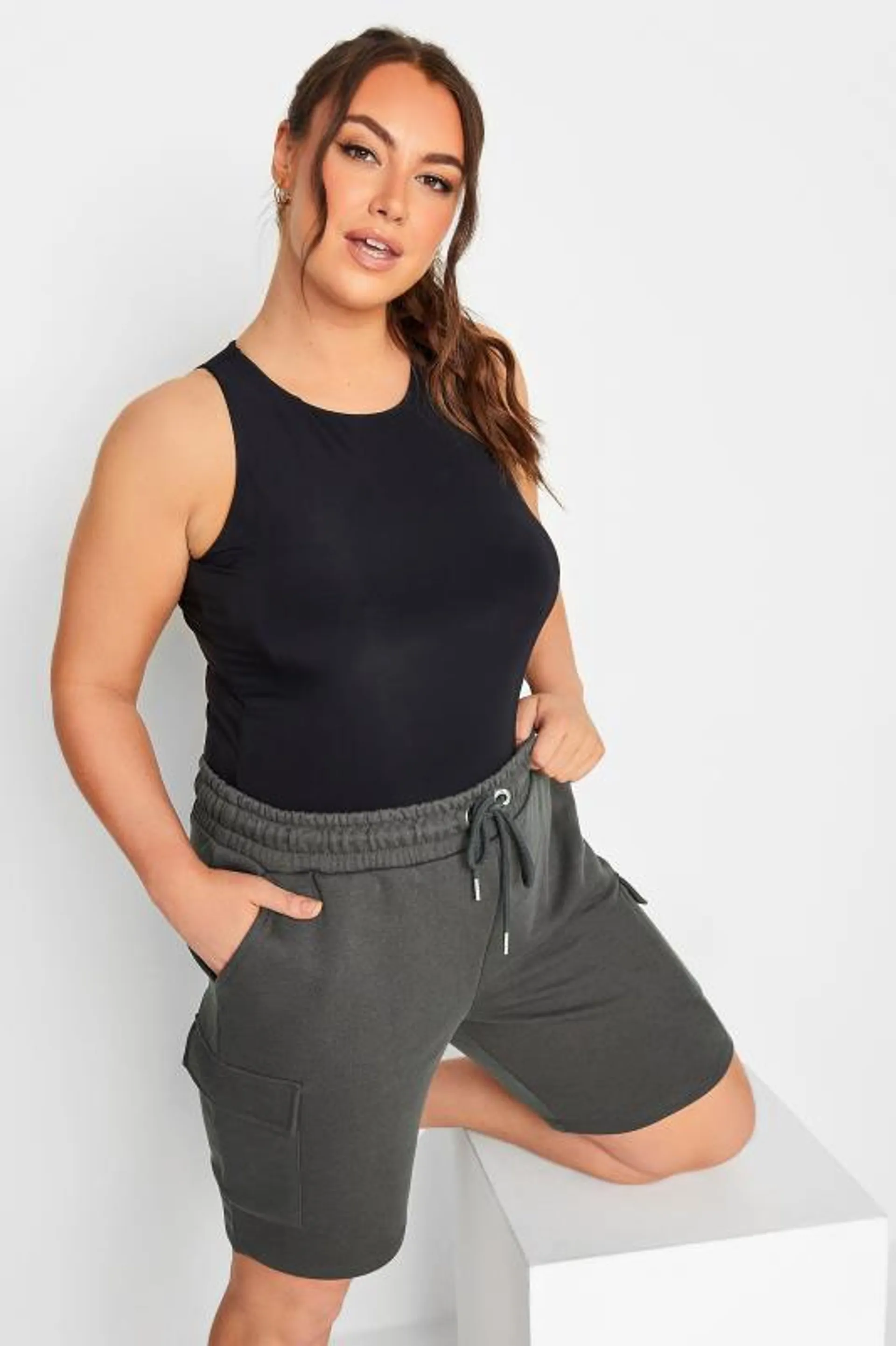 YOURS Curve Grey Cargo Jogger Shorts