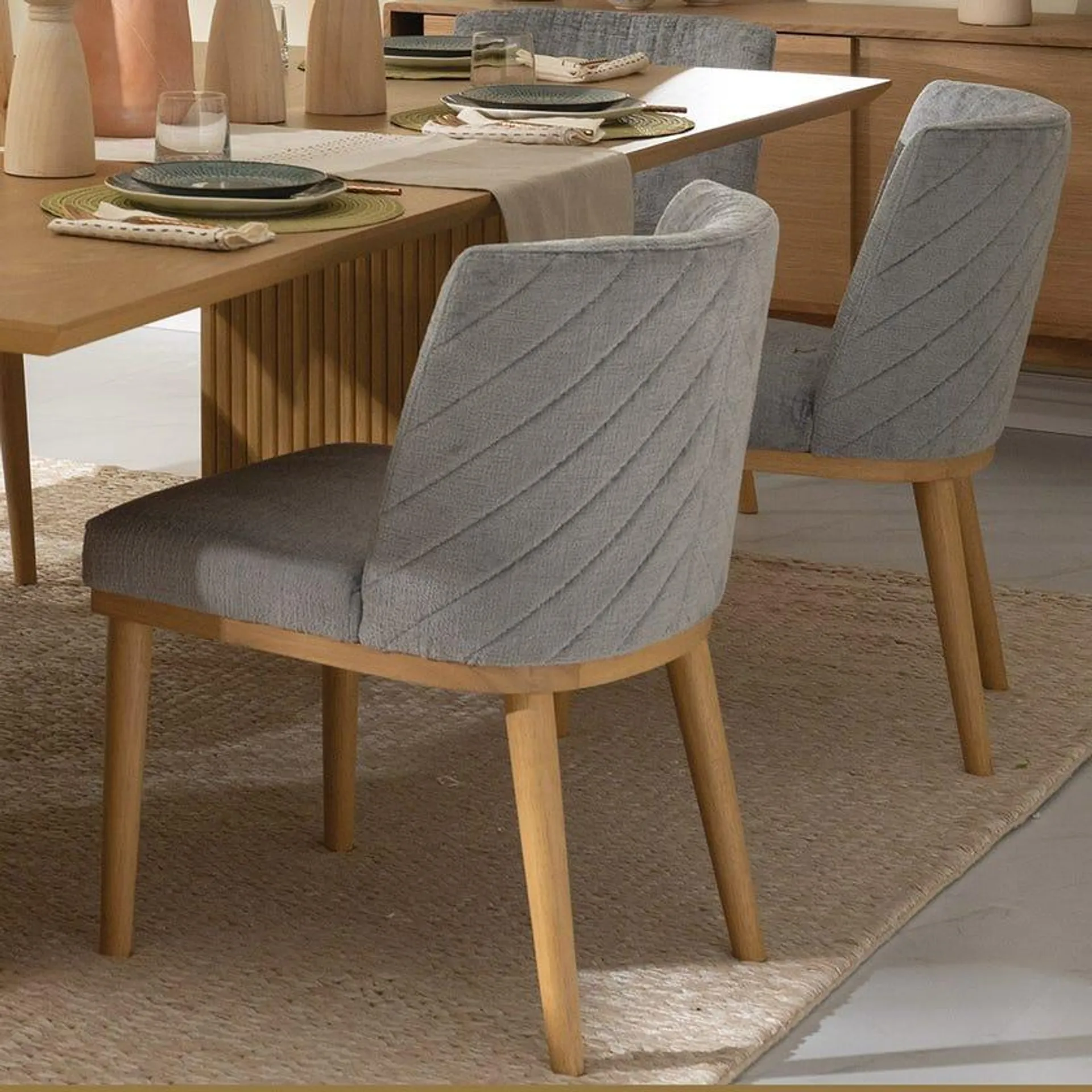 Pomona Dining Chair, Grey & Natural