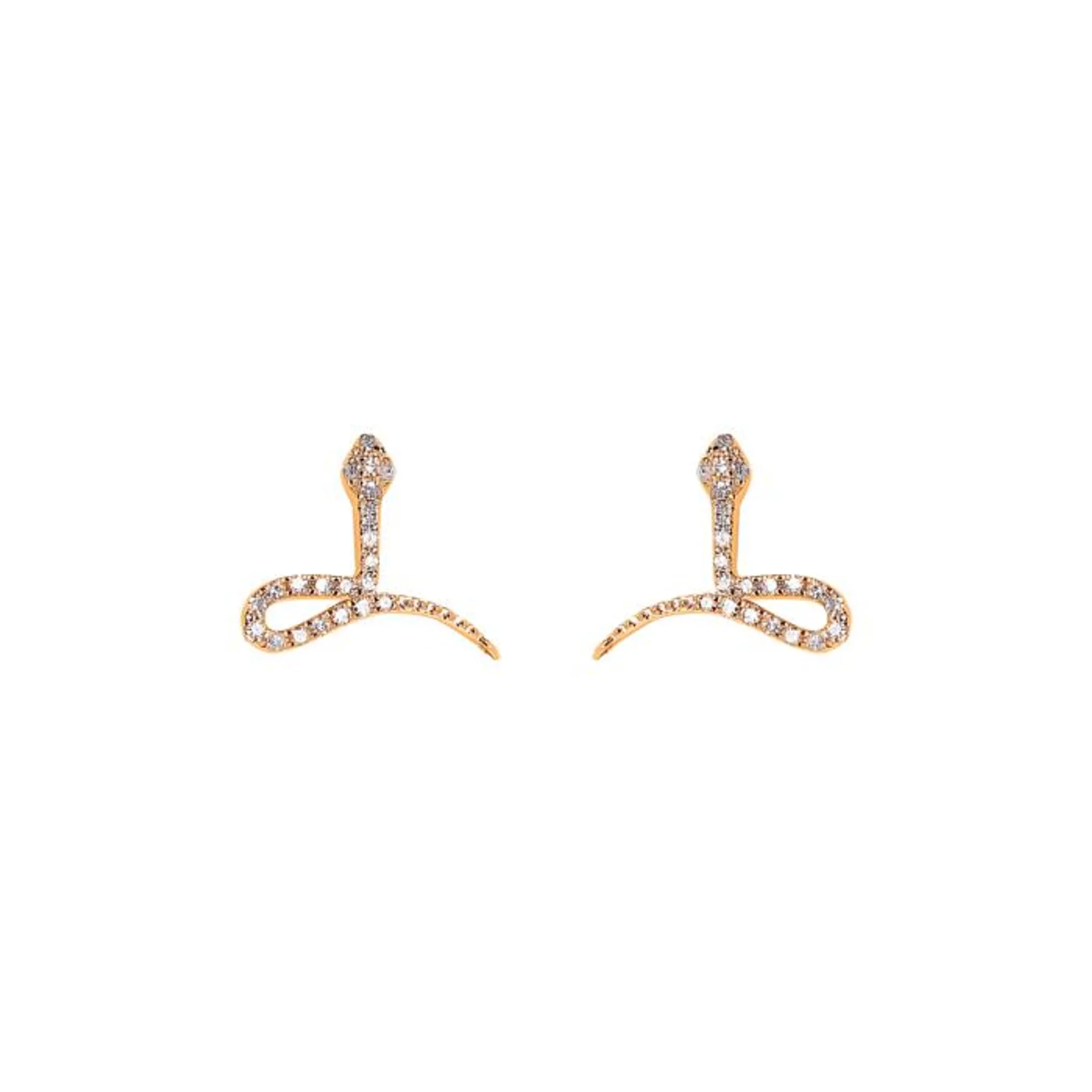 Djula Diamond Snake Stud Earrings in 18K Rose Gold