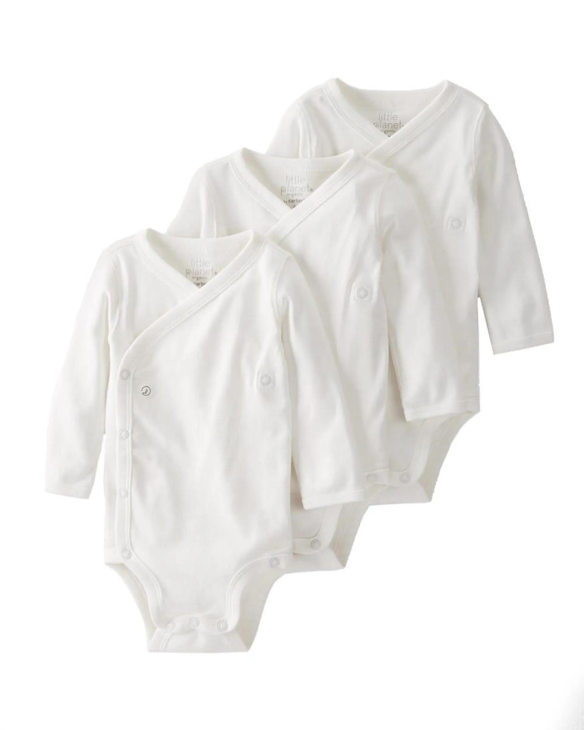 3-Pack Organic Cotton Rib Wrap Bodysuits