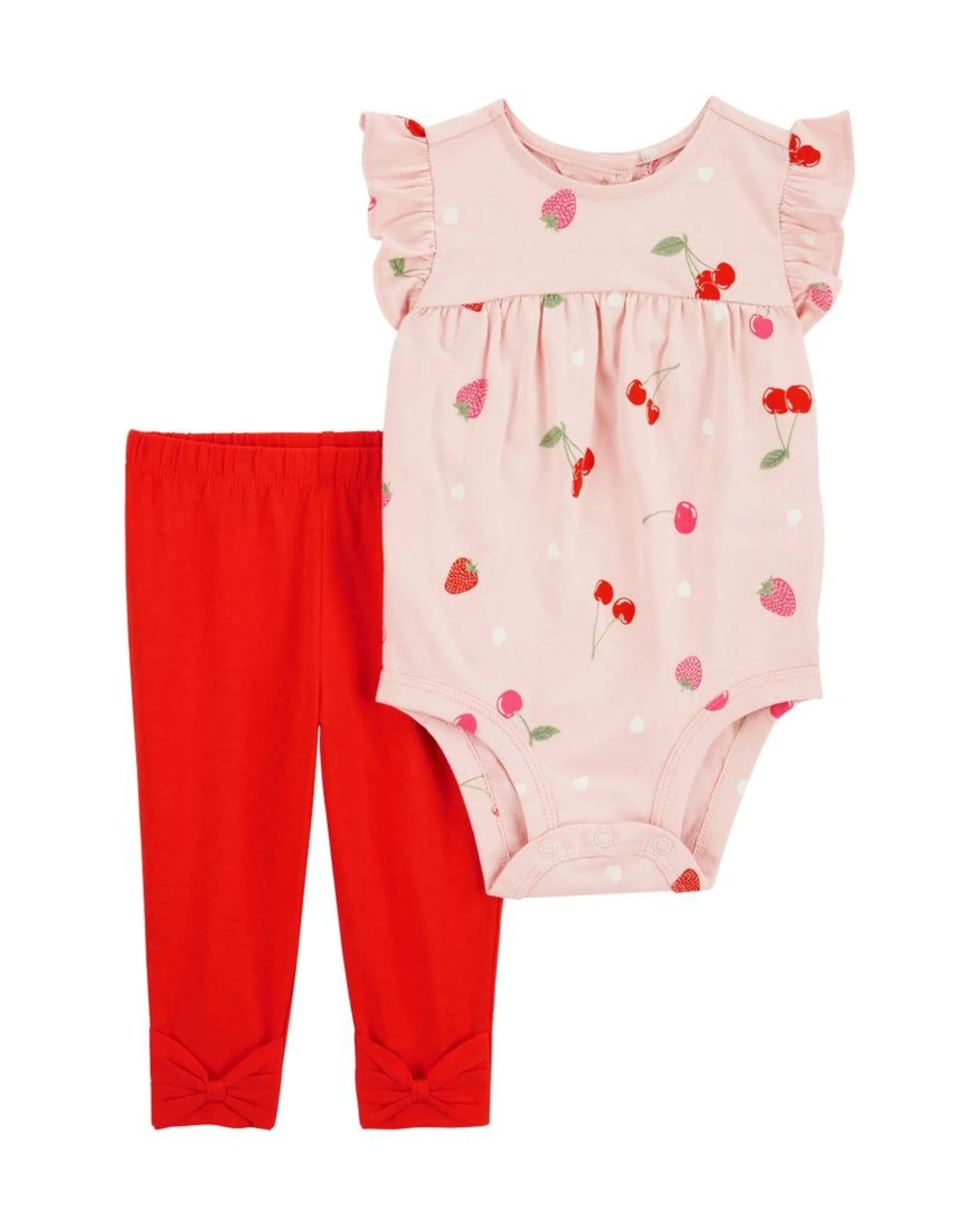 Cherry Print 2-Piece Set - Pink